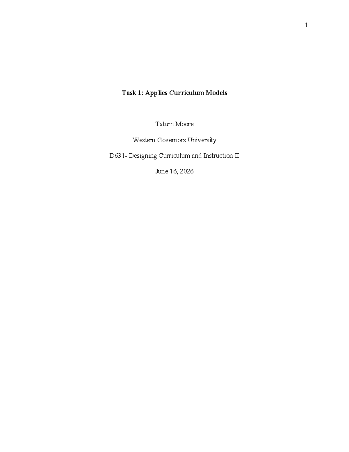 D631 Task 1: Applying Understanding Design in Math Curriculum - Studocu