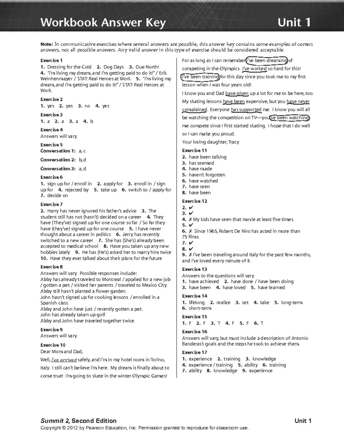 Unit 01 Workbook Answers for Summit 2, Second Edition - Studocu