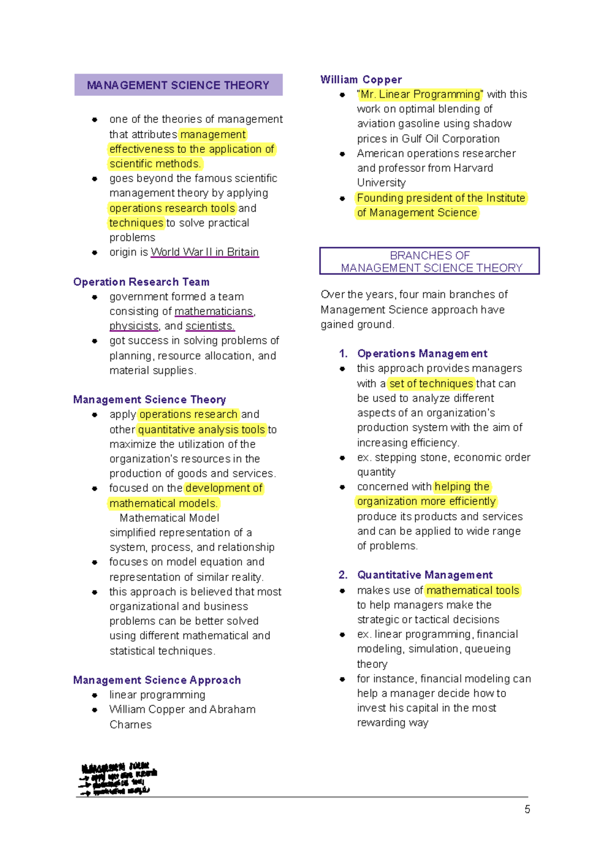 Manscie - Chapter 2: Introduction to Management Science Theory - Studocu
