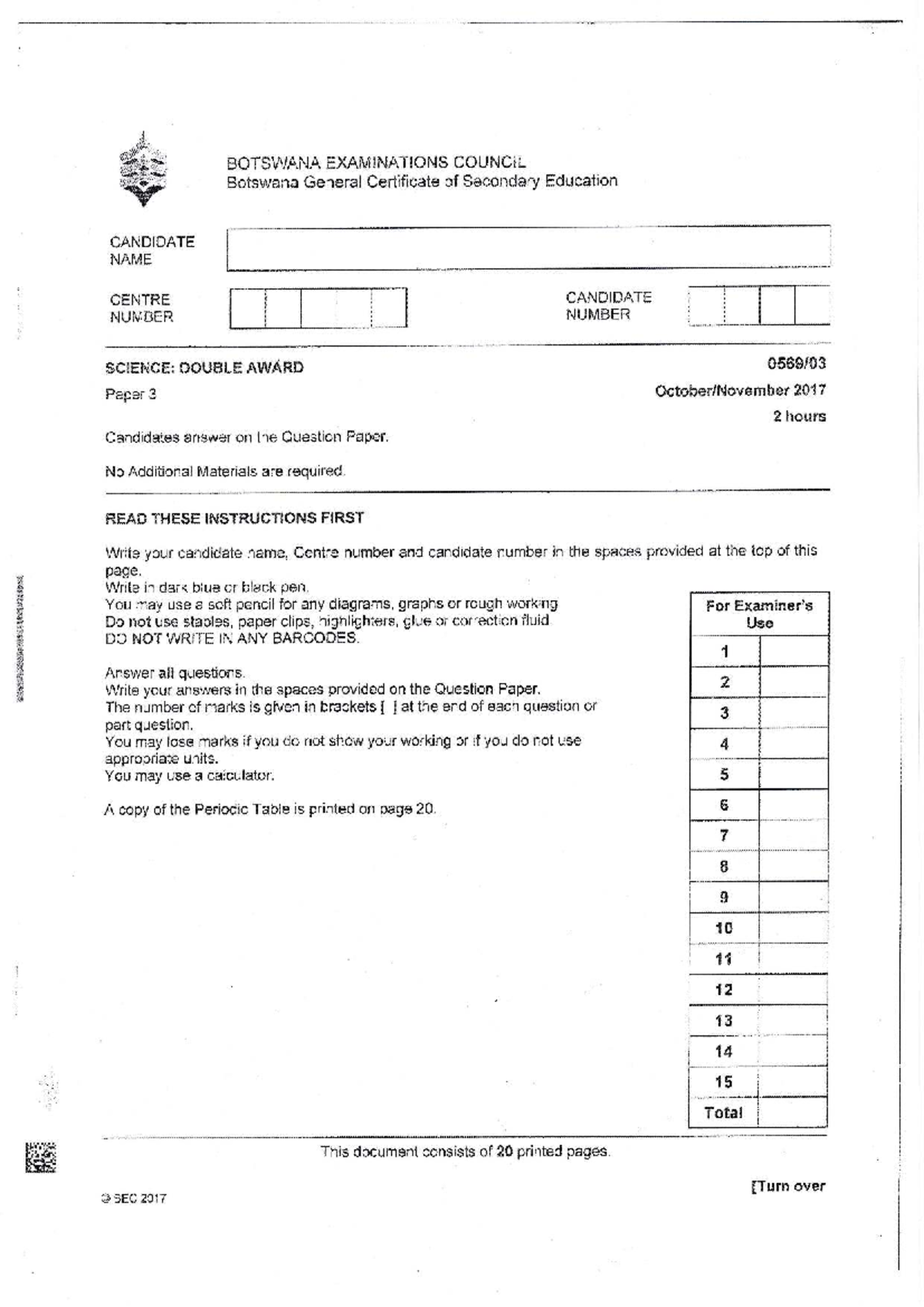 BEC 2017 Paper 3 Exam Review Material - Studocu
