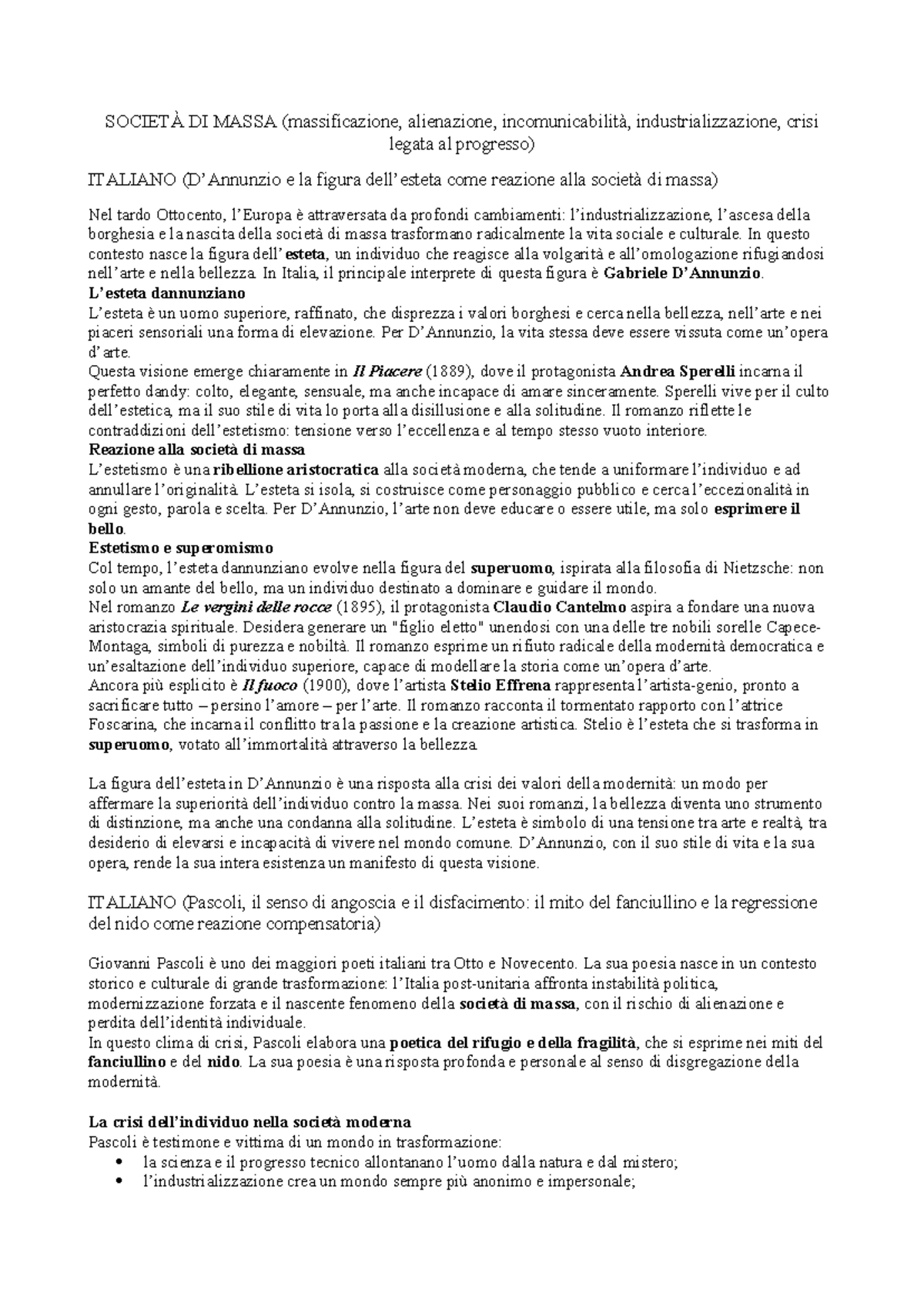 societ-di-massa-e-reazioni-letterarie-dannunzio-pascoli-e-petronio