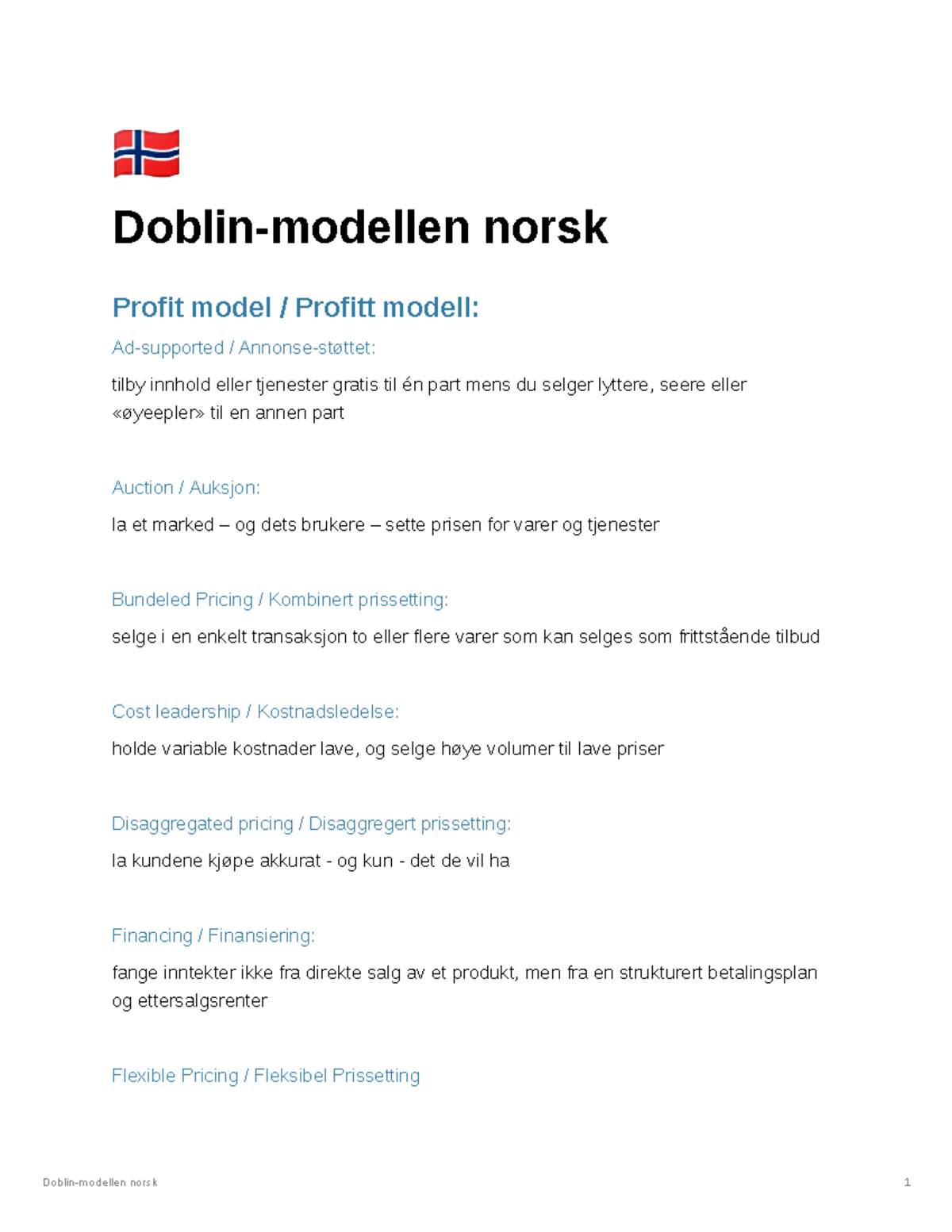 Doblin-modellen: 10 Typer Innovasjon - Norsk Oversikt - Studocu