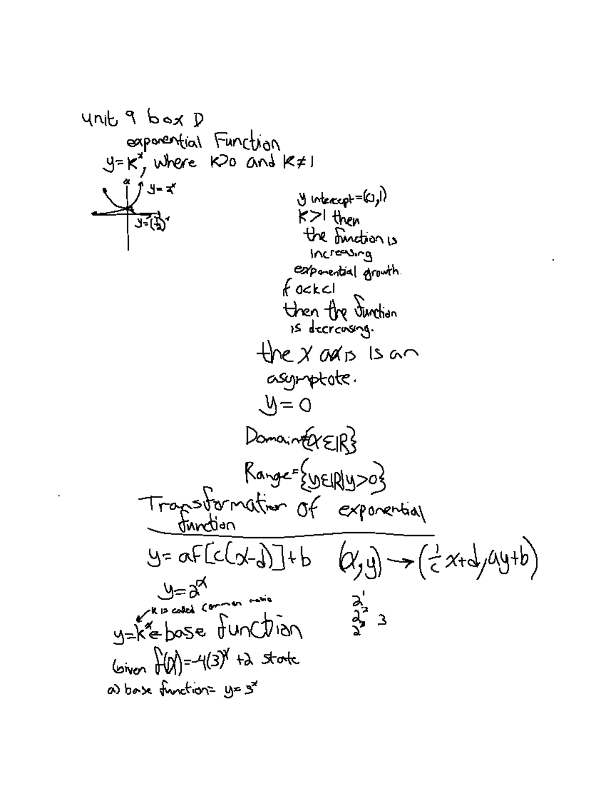 Units 8, 9 & 10: Exponential Functions - Lecture Notes - Studocu