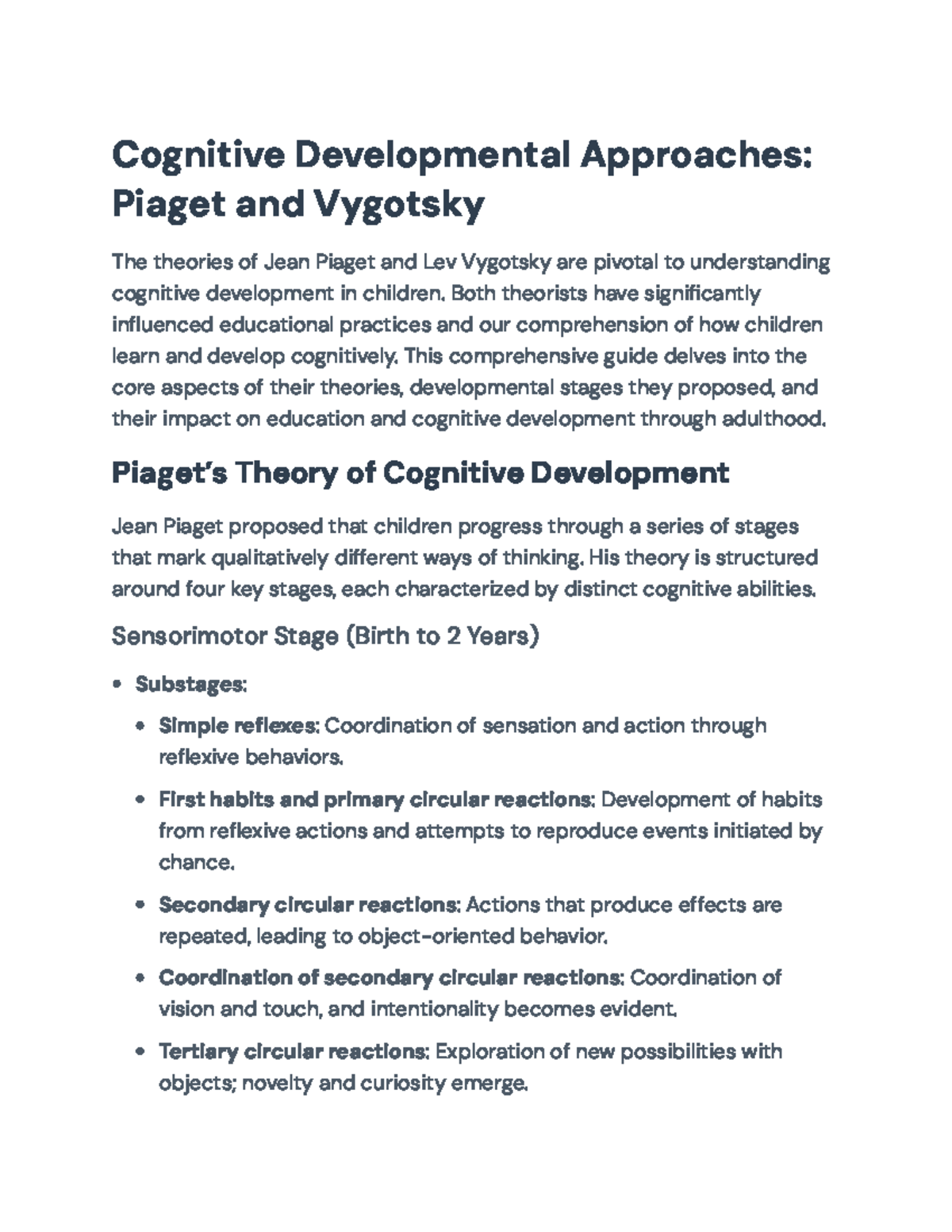 Cognitive Development Theories: Insights from Piaget & Vygotsky ...