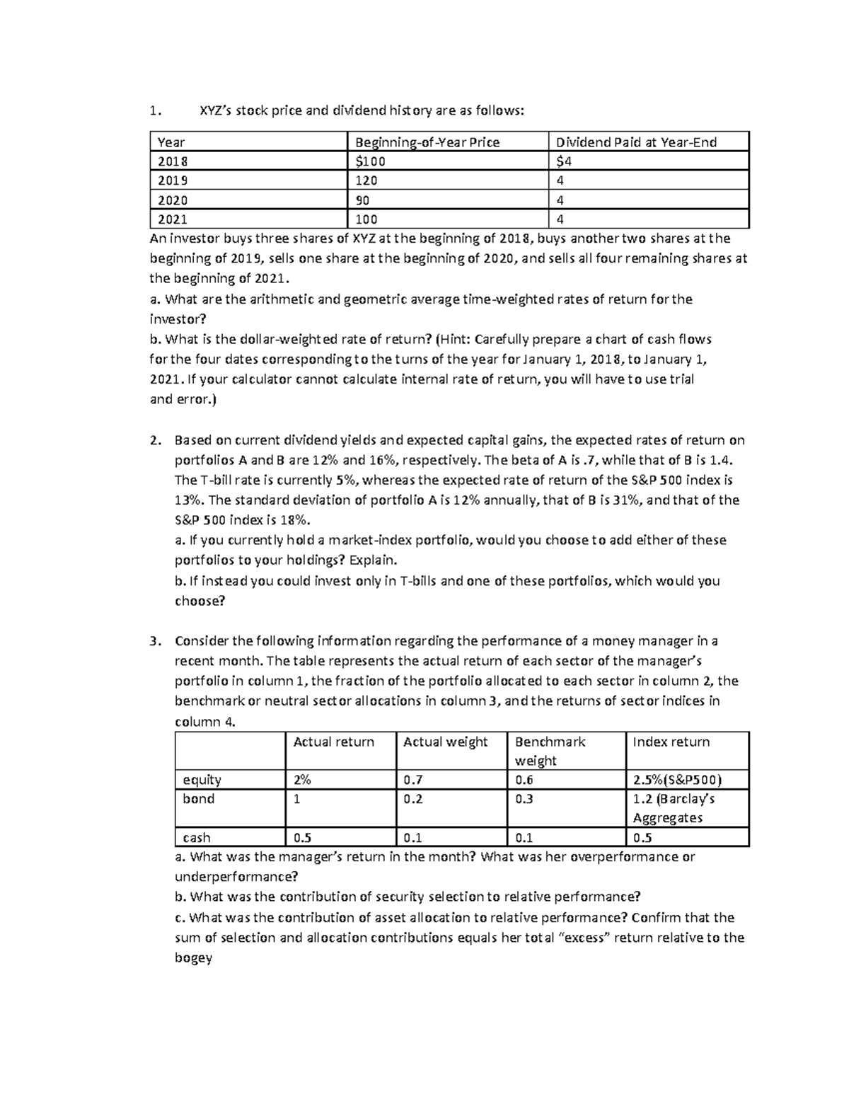 BUSI3190 Seminar 2: Stock Price Analysis & Portfolio Performance ...