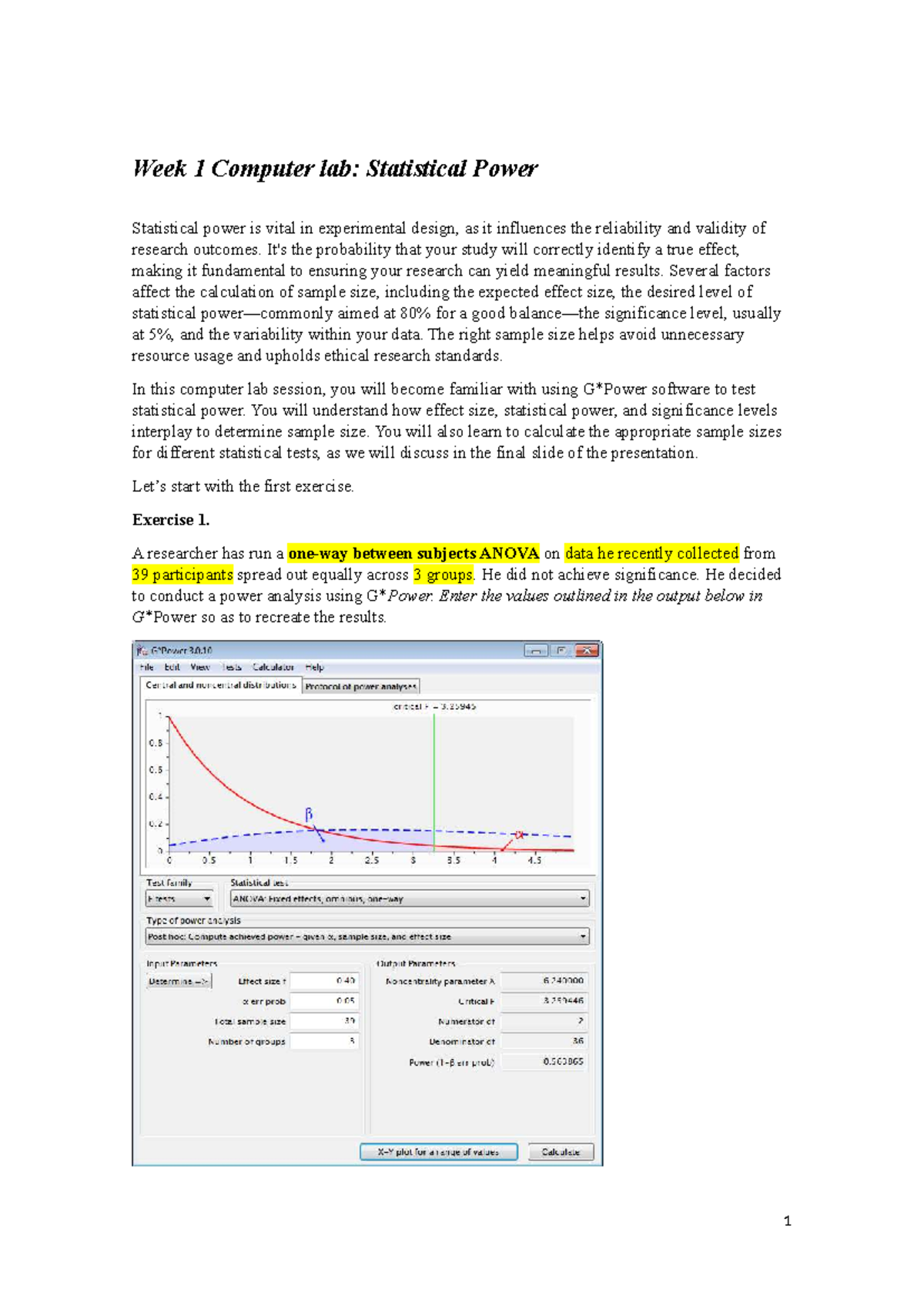 Week 1 COMP Lab - Statistical Power & Sample Size Calculations - Studocu