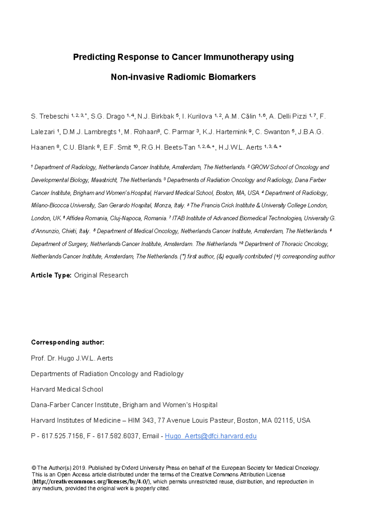 Radiomic Biomarkers for Predicting Immunotherapy Response in Cancer ...