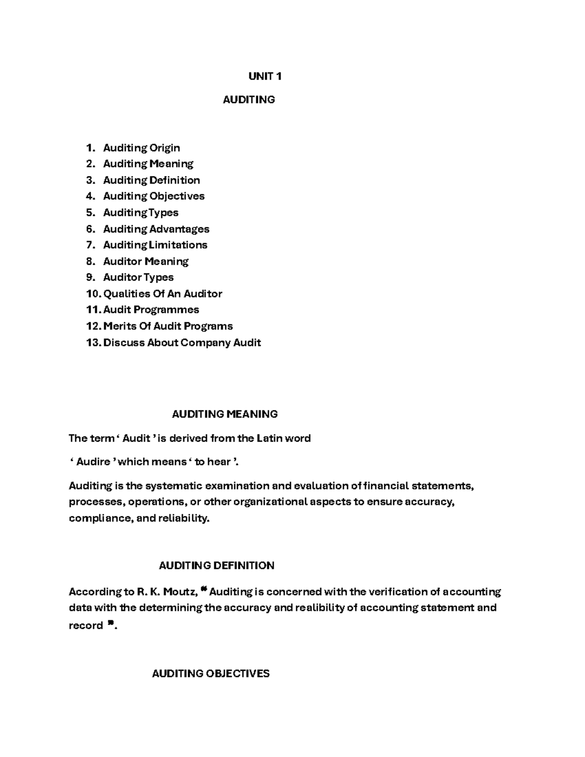 PRA 101 - Auditing Chapter 1 Comprehensive Notes and Overview - Studocu