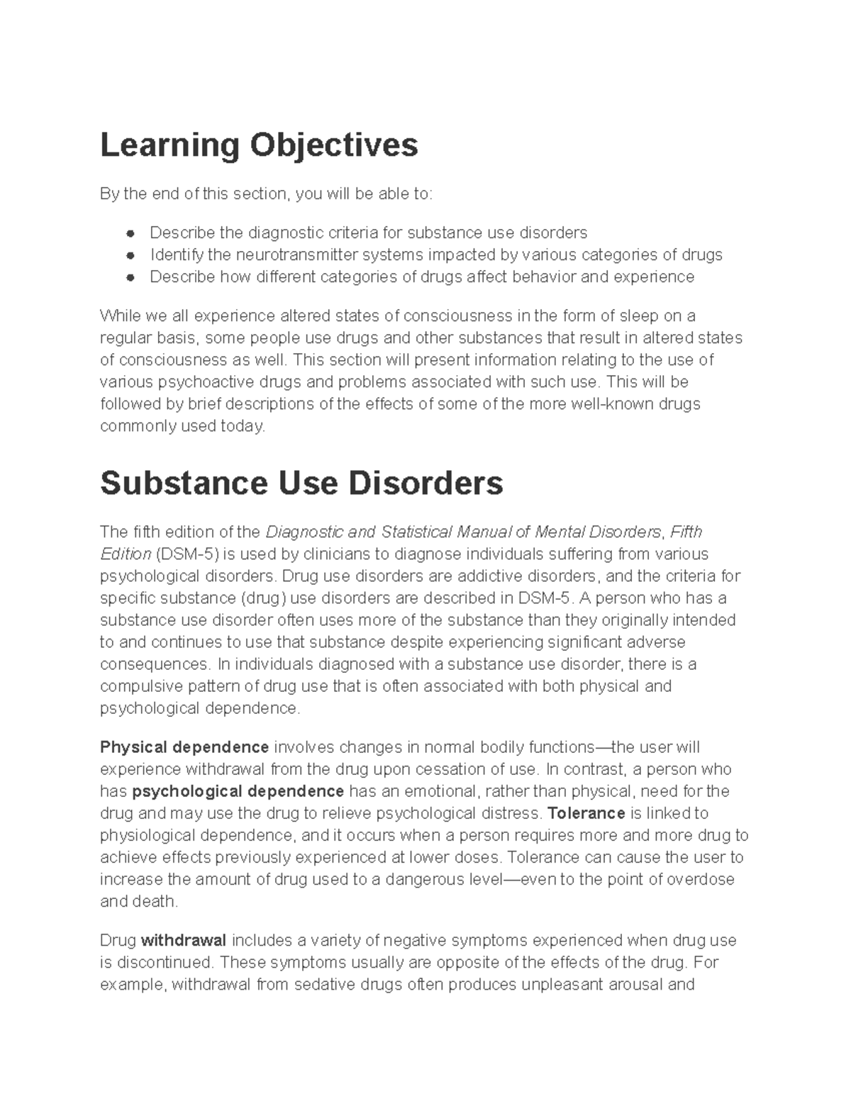 Introduction to Psychology PSYCH 101: Substance Use and Its Effects ...