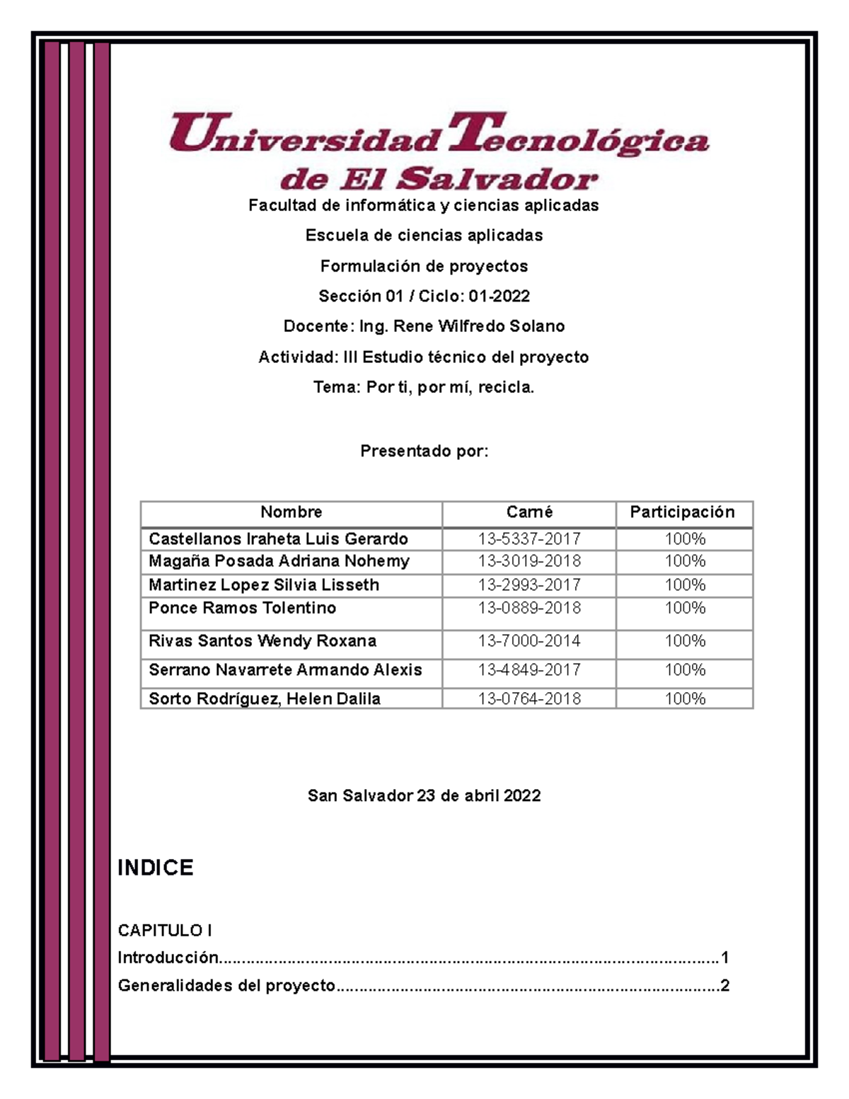 Formulacion DE Proyectos - Facultad de informática y ciencias aplicadas ...