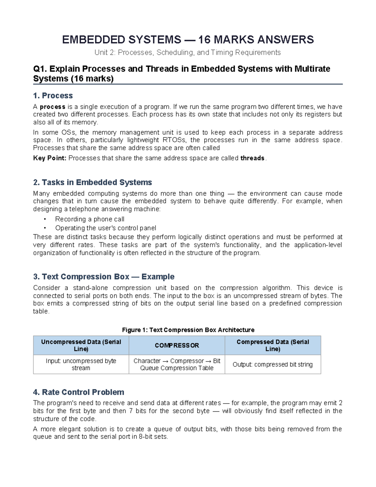 EMBEDDED SYSTEMS 16 MARKS ANSWERS: Processes & Timing Requirements ...
