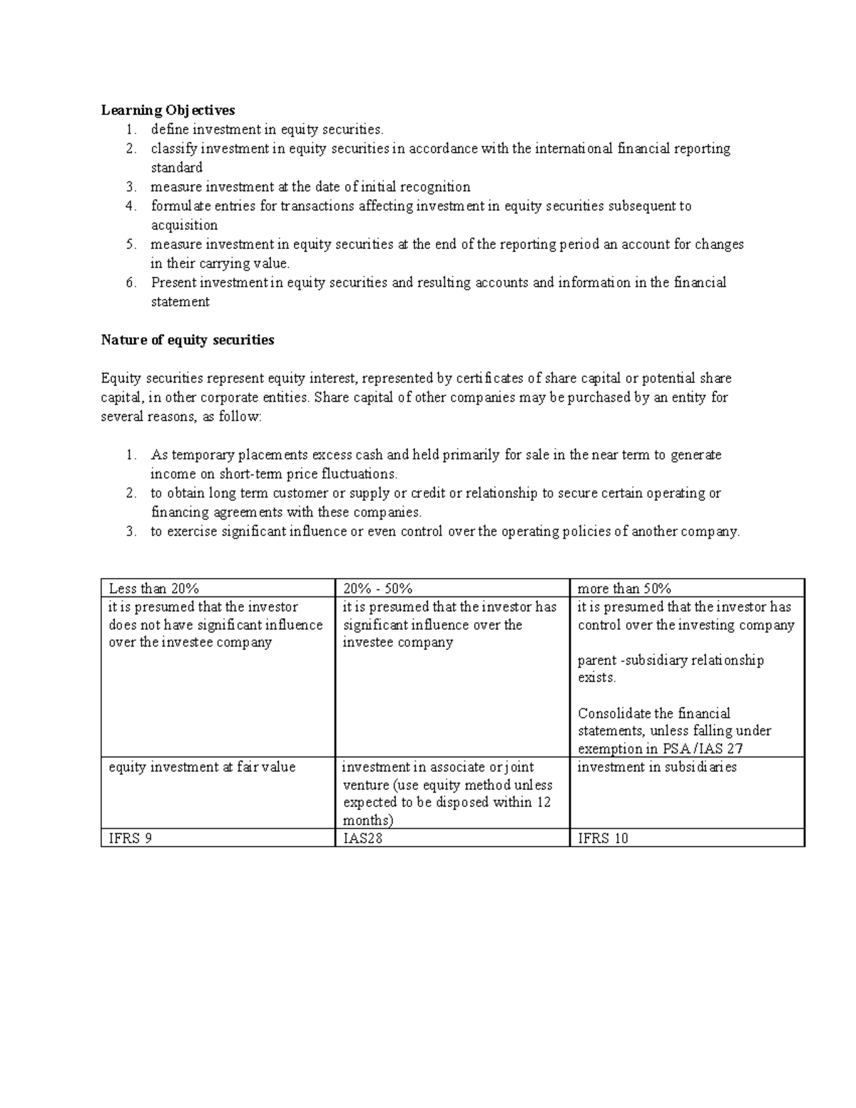 Chapter 5: Investments in Equity Securities - Key Concepts ...
