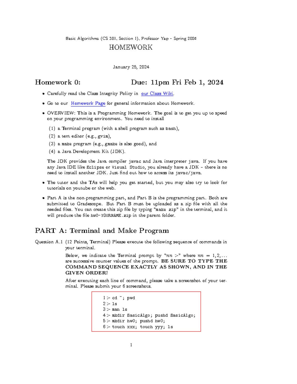 CS 301: Basic Algorithms - Homework 0 Instructions (Spring 2024) - Studocu