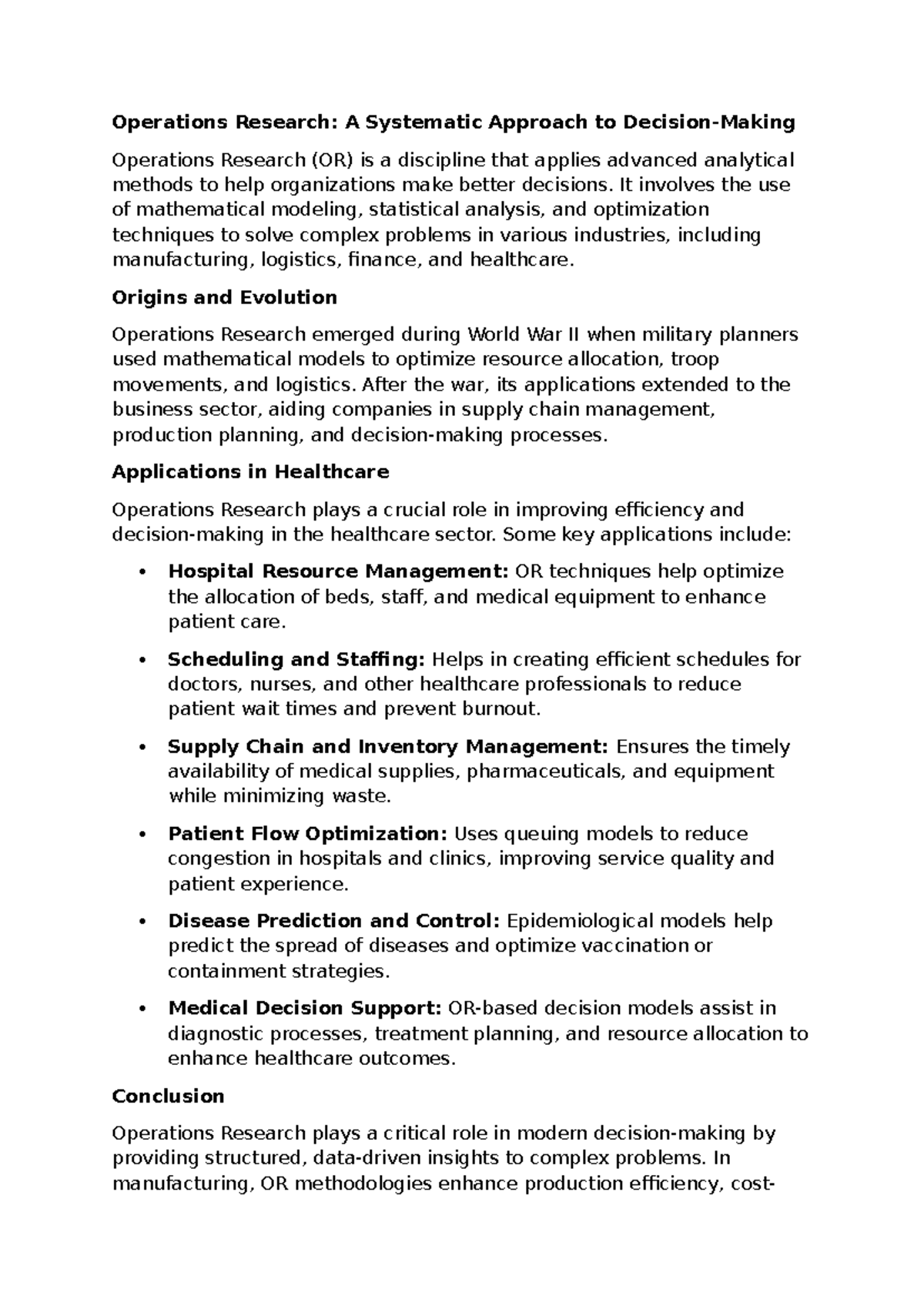 Om4 - Operations - Operations Research: A Systematic Approach to ...