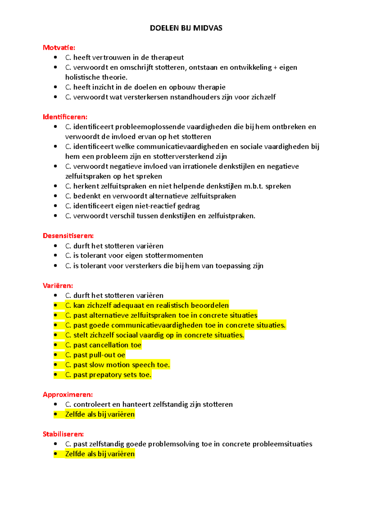 Doelen BIJ MIDVAS - Samenvatting Therapie en Begeleiding Stotteren ...