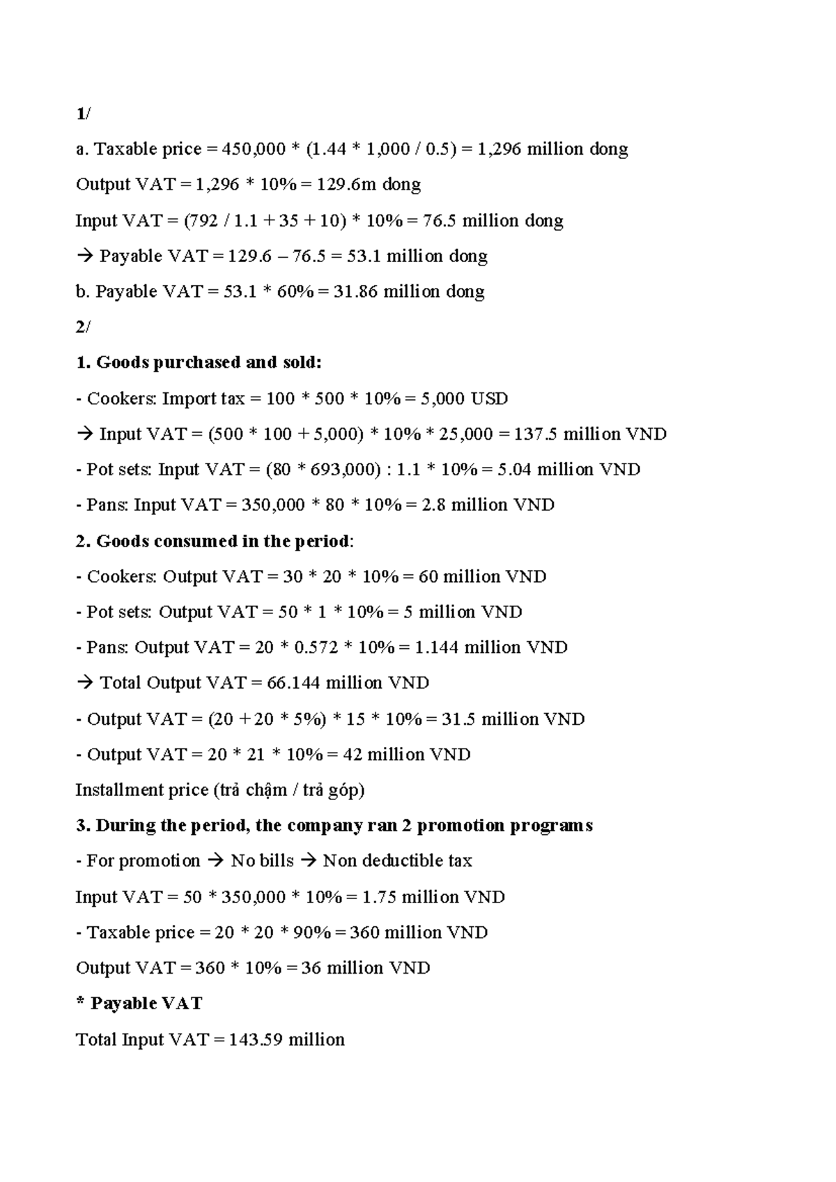Tax Exercise on EIT and PIT: Calculation of VAT Obligations - Studocu