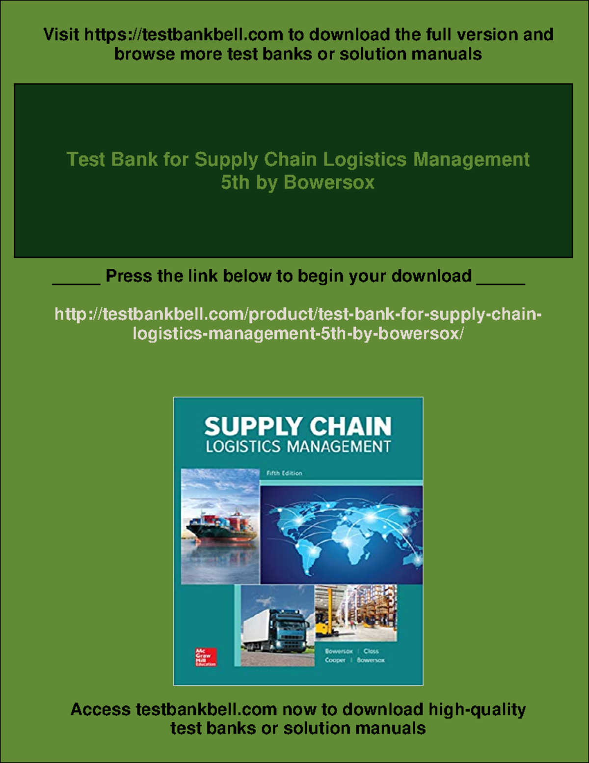Test Bank for Supply Chain Logistics Management, 5th Edition (Bowersox ...