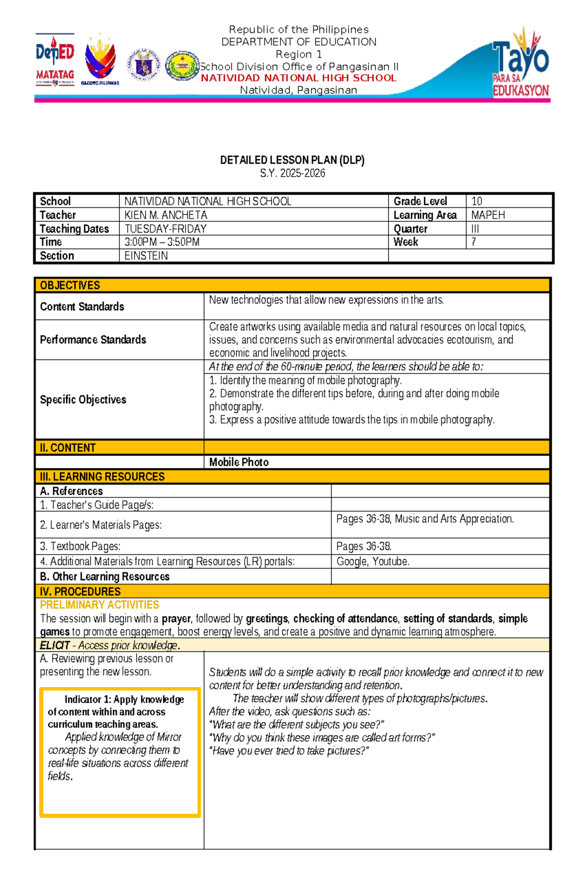 DLP CSS Reclass - Reports - DETAILED LESSON PLAN (DLP) S. 2025- School ...