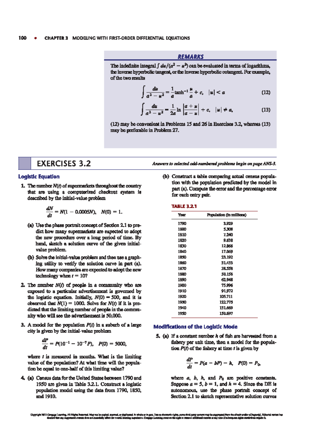 3 - Notes - 100 CHAPTER 3 MODELING WITH DIFFERENTIAL EQUATIONS REMARKS ...