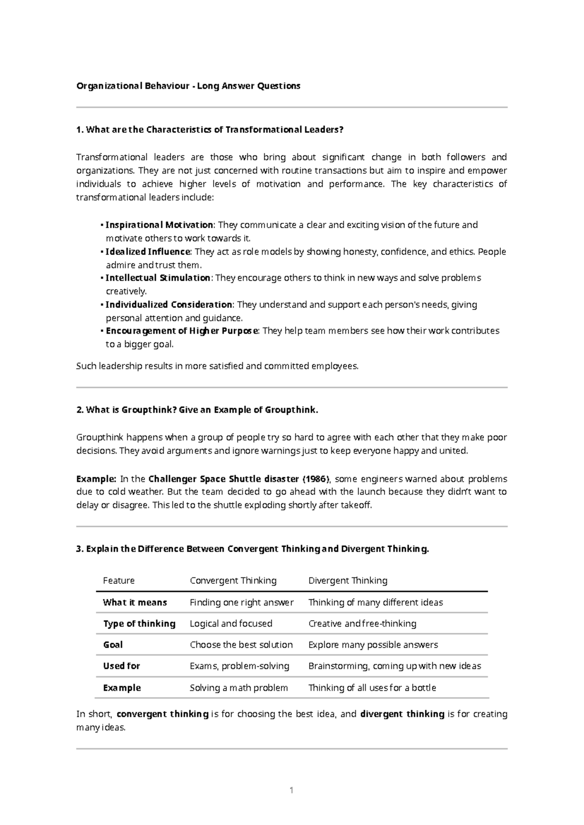 Organizational Behaviour (OB) Long Answer Questions & Insights - Studocu