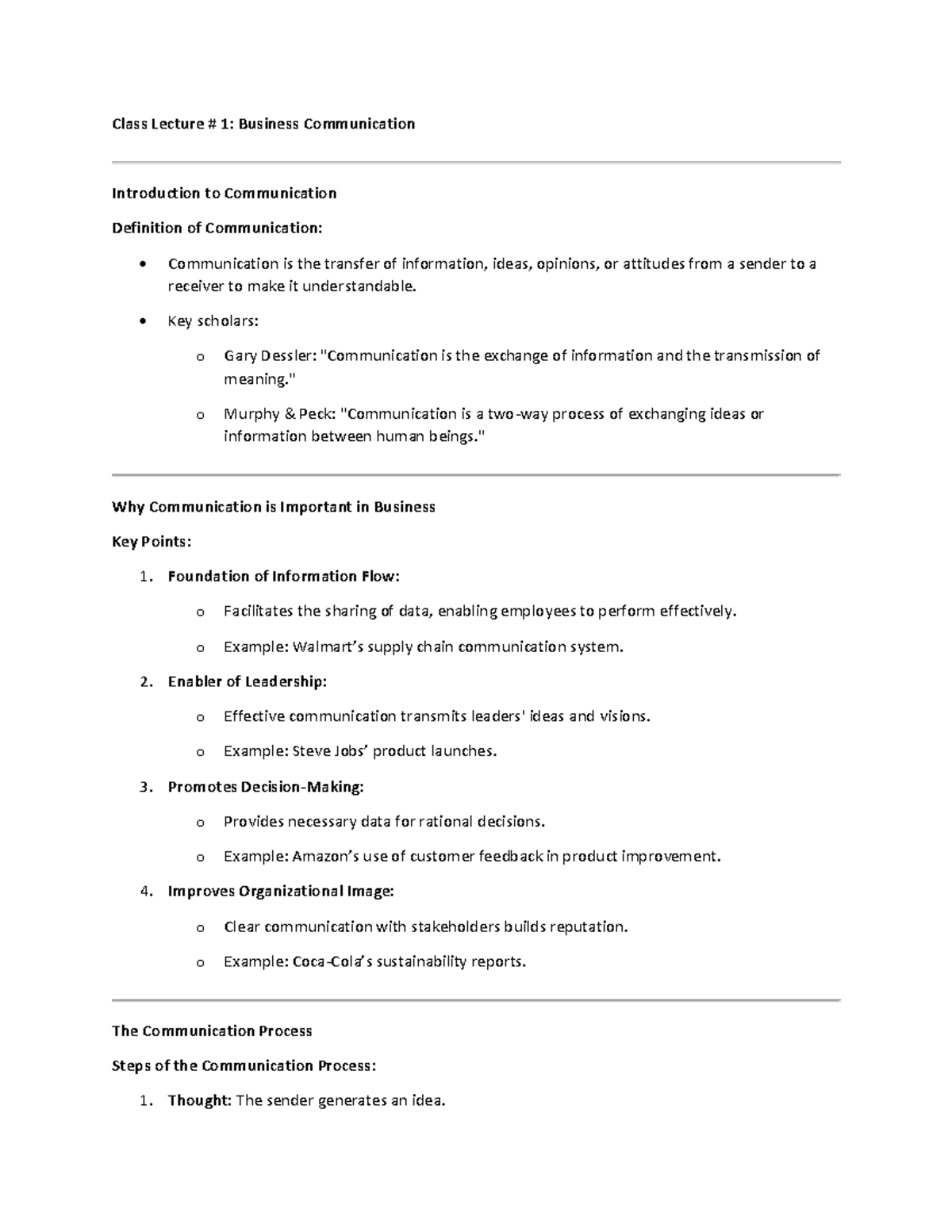 BUS 101: Class Lecture 1 - Introduction to Business Communication - Studocu