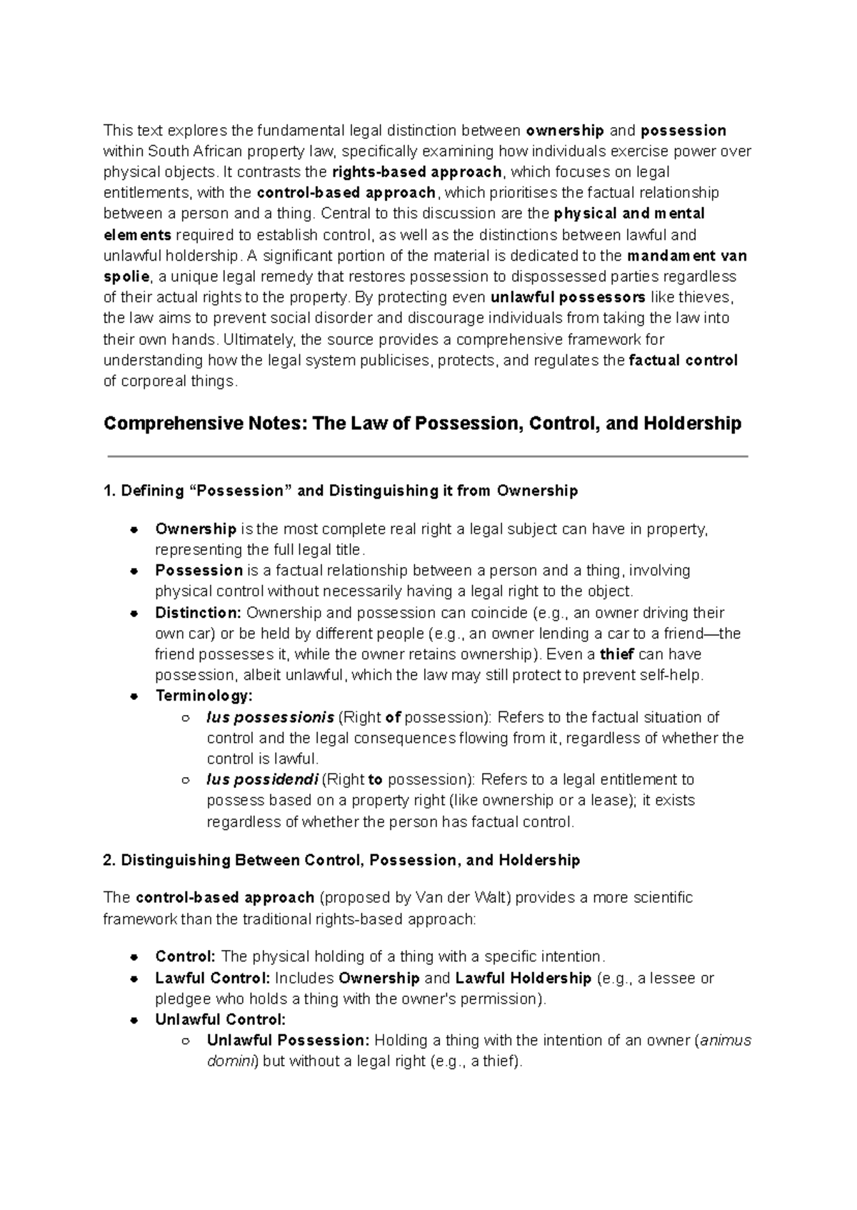 Property Law 101: Ownership vs. Possession in SA Law (Module 7, Chap 9 ...