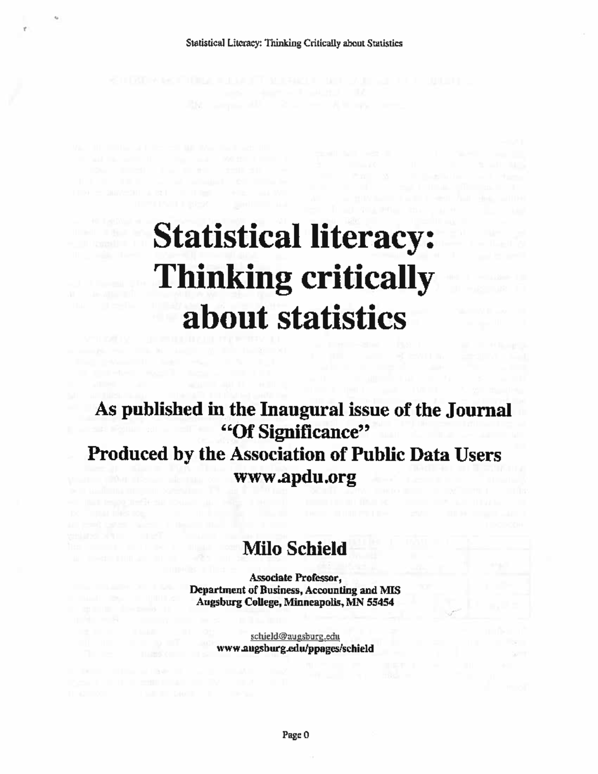 Statistical Literacy: Critical Thinking in Statistics (MATH 101) - Studocu