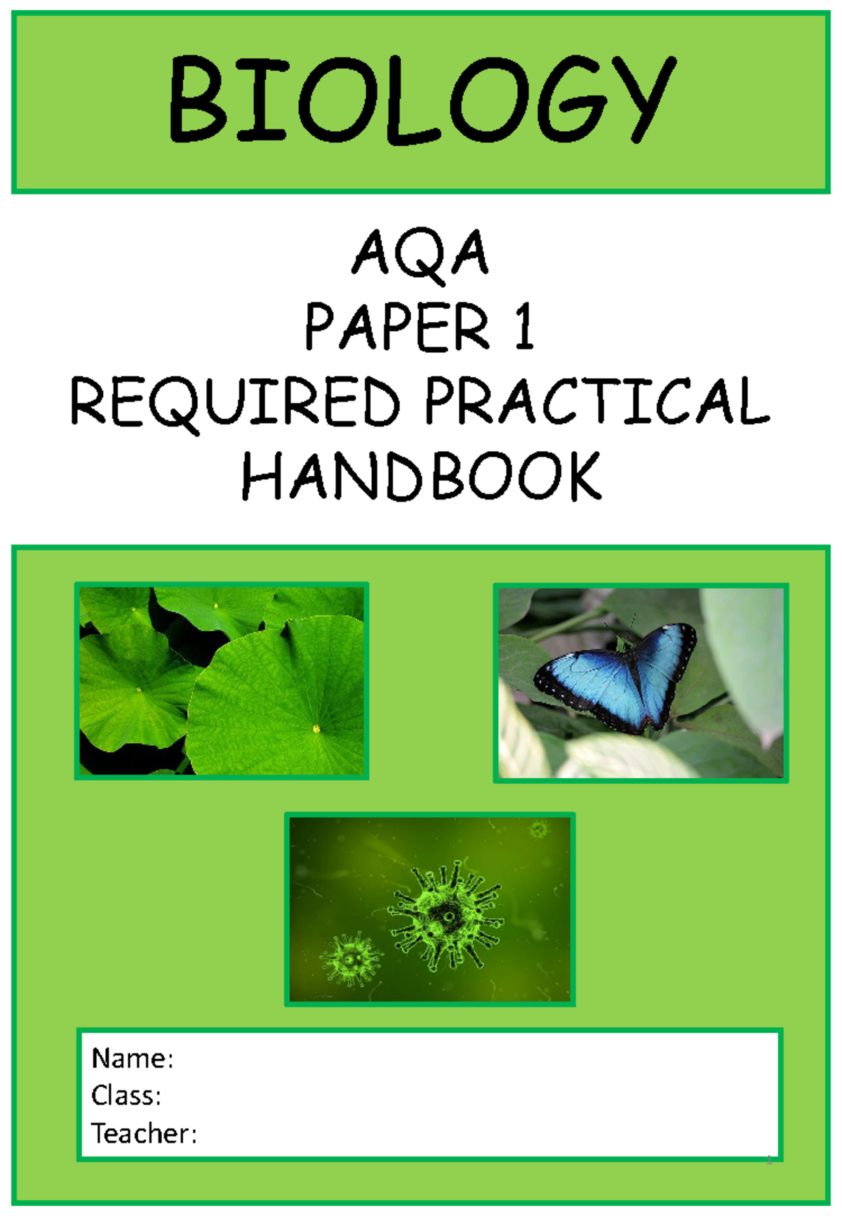 Biology AQA Paper 1 Required Practical Handbook (GCSE) - Studocu