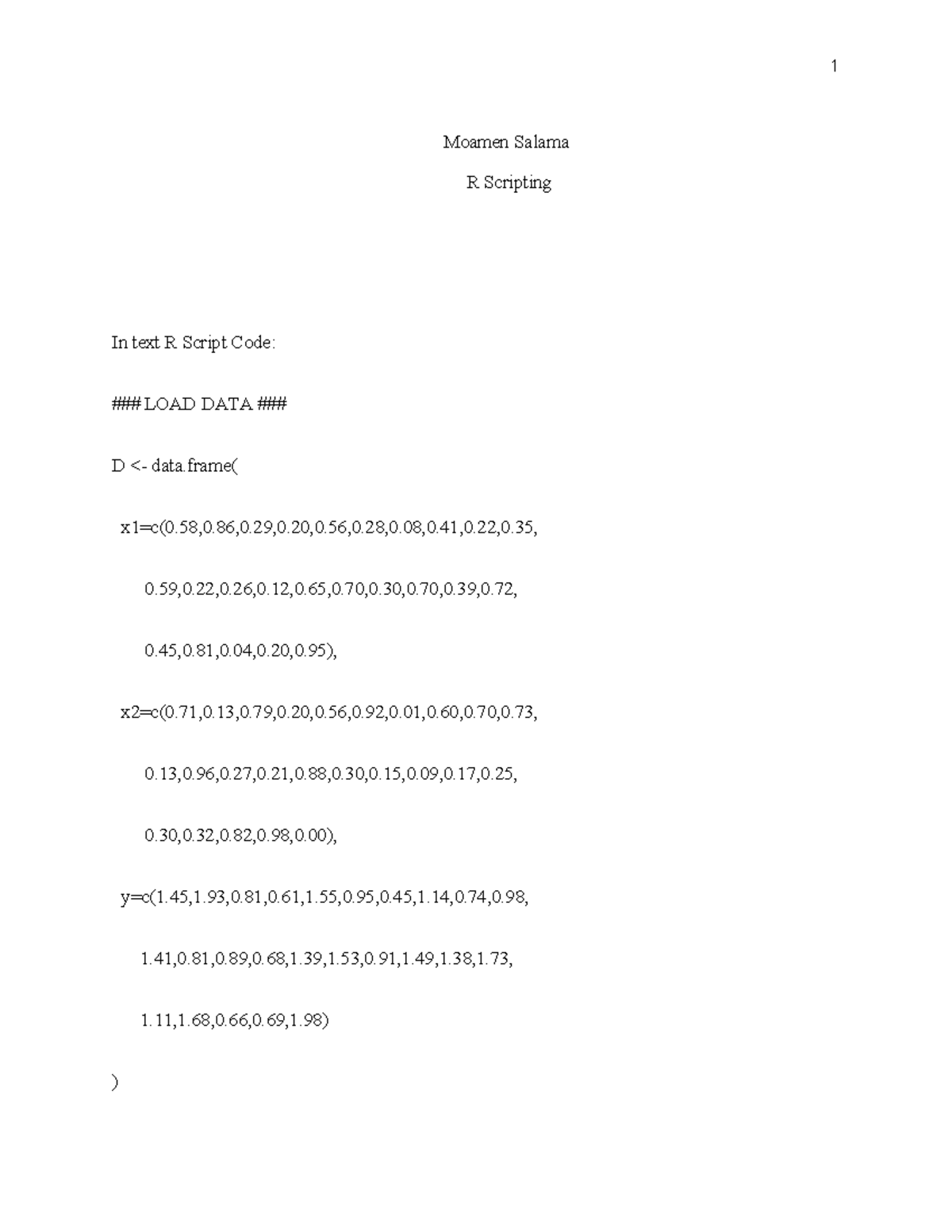 R Scripting: Full & Reduced Model Analysis (Uni 3) - Studocu