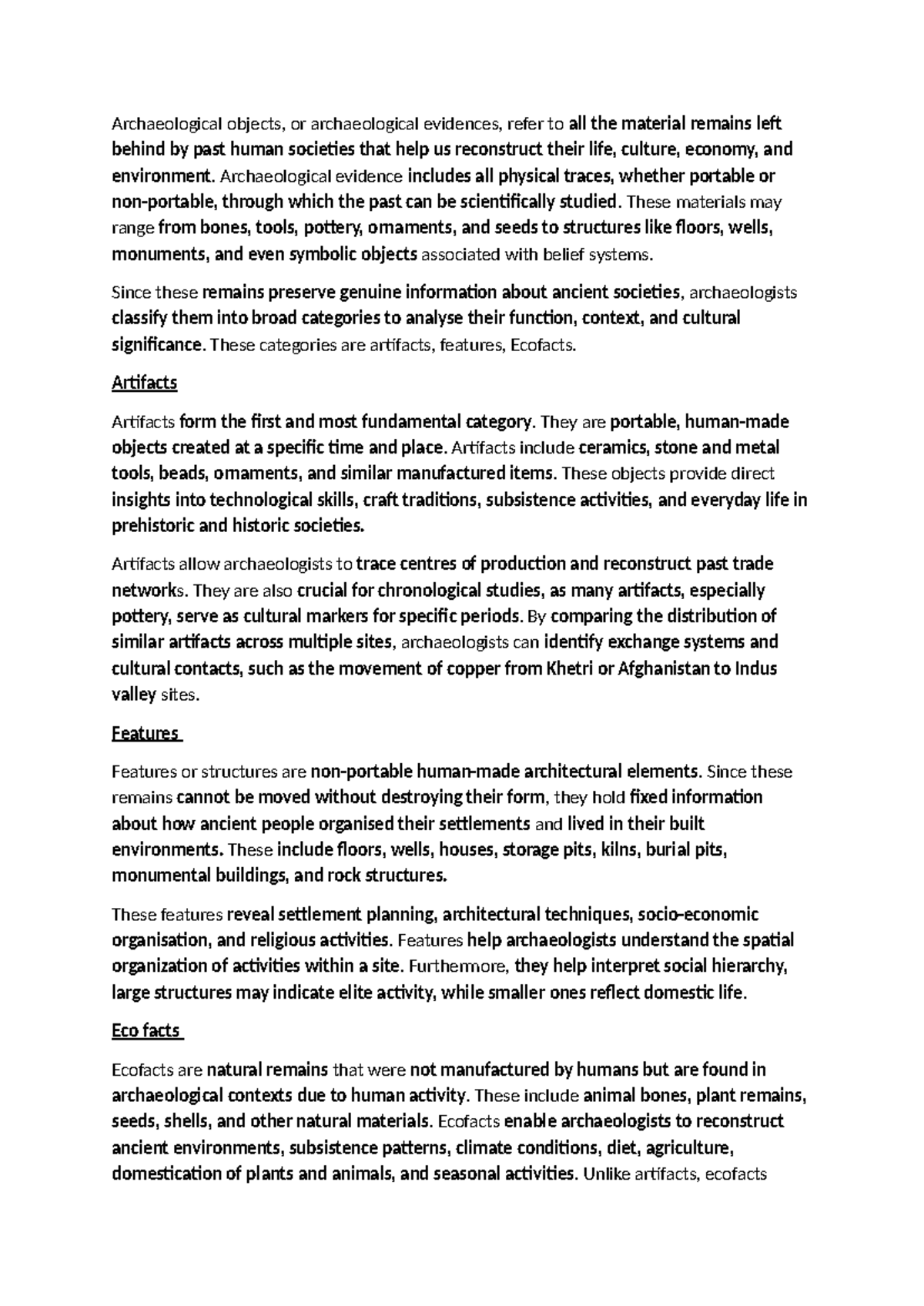 Classification of Archaeological Objects: Artifacts, Features, Ecofacts ...