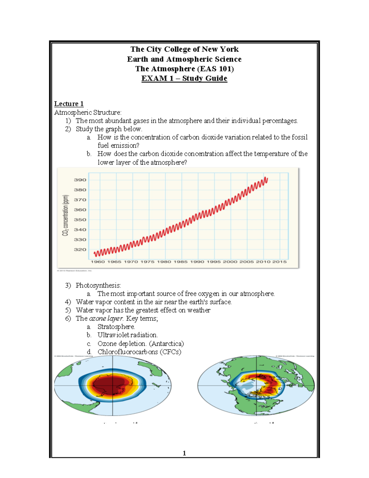 EAS 101 - EXAM 1 - Study Guide - The City College of New York Earth and ...