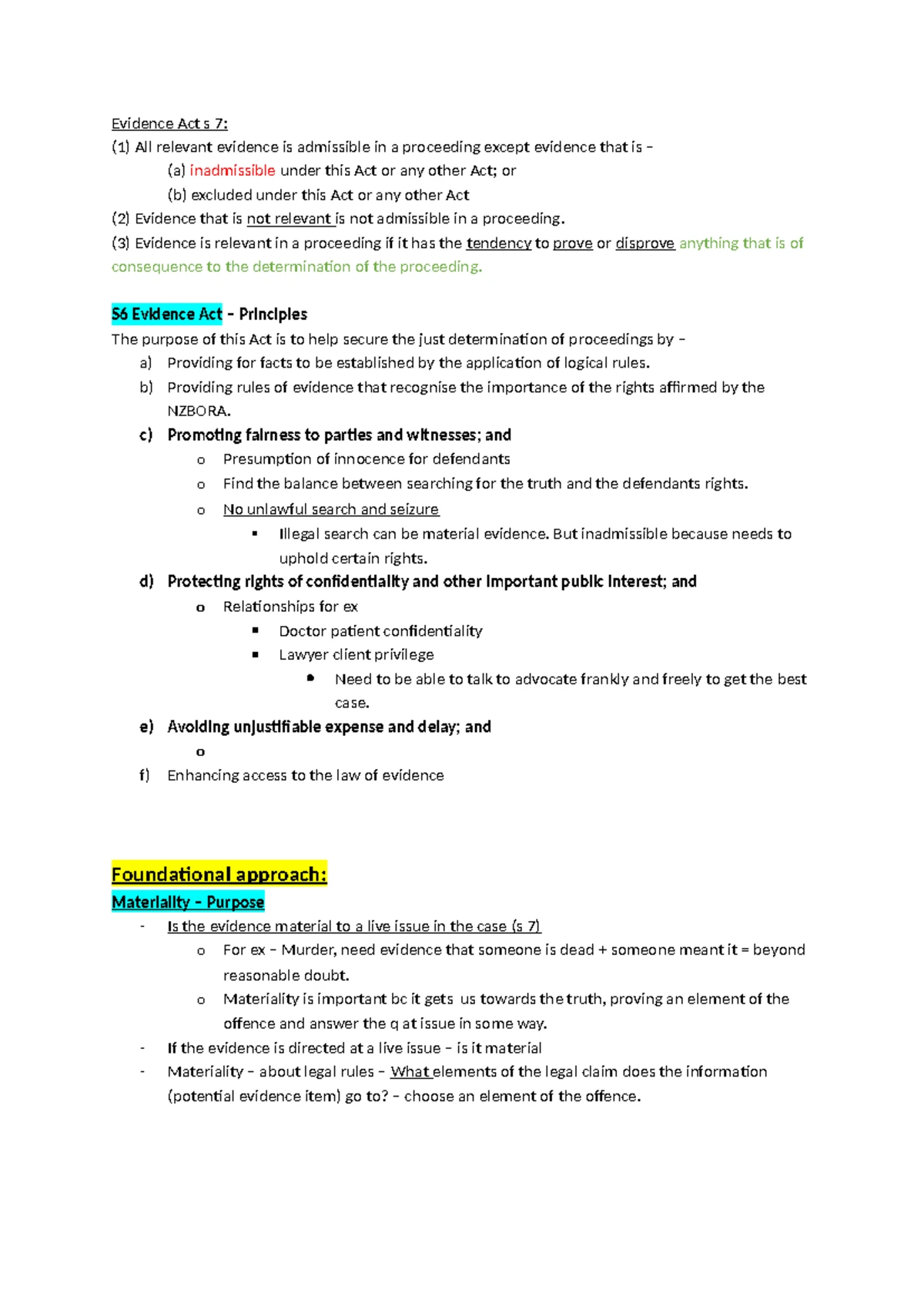 Foundational Approach: Test Document for Evidence Analysis - Studocu