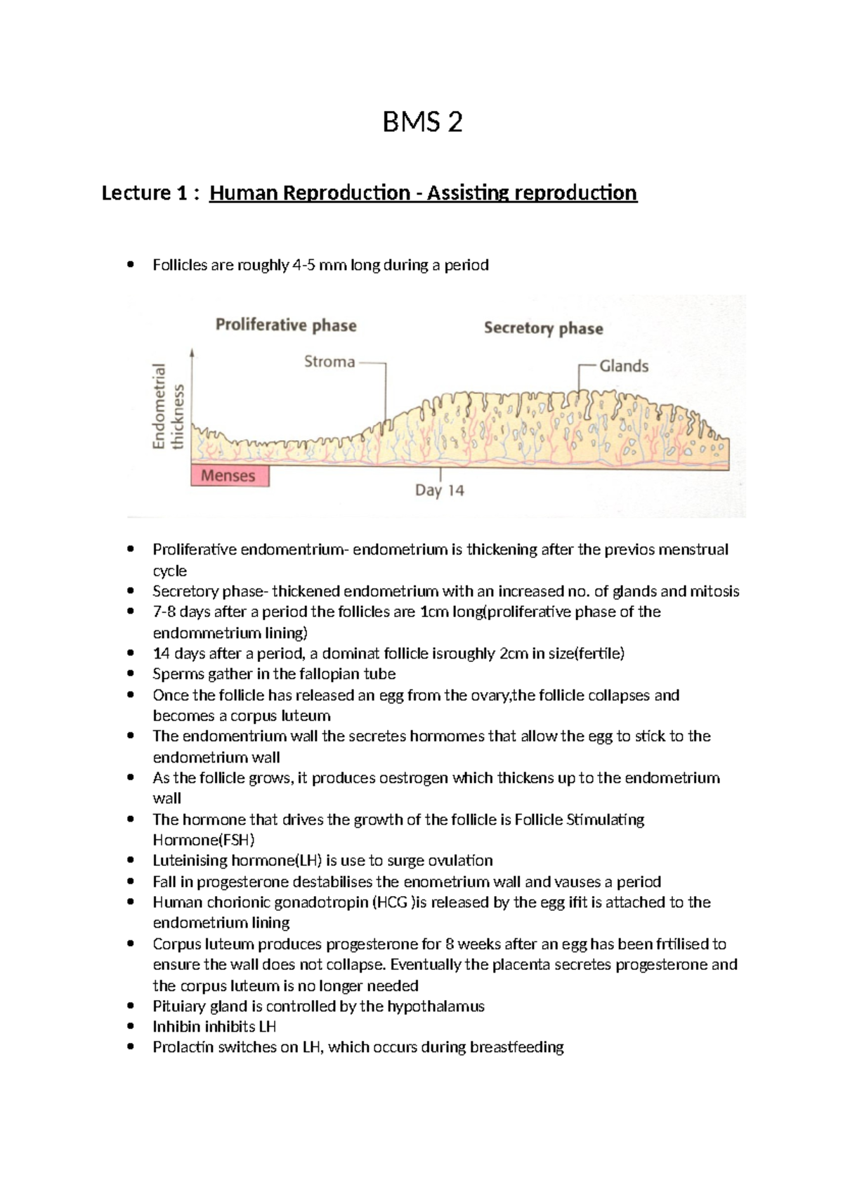BMS 2 - Lecture Notes on Human Reproduction & Renal System Functions ...