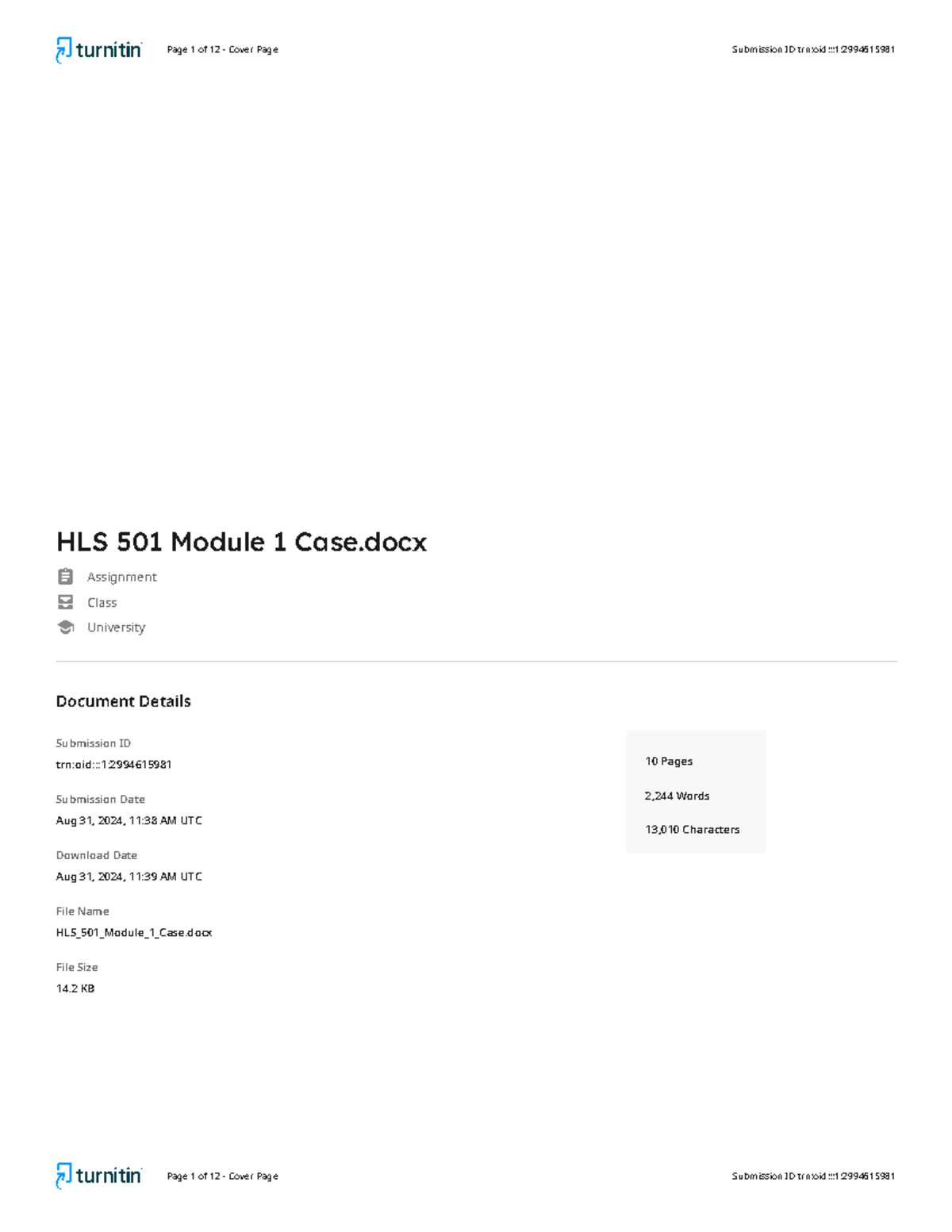 AI-HLS 501 Module 1 Case - University Class Assignment HLS 501 Module 1 ...