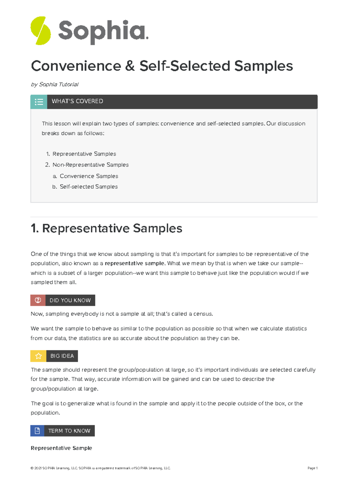 Convenience and Self-Selected Samples: Overview and Analysis - Studocu