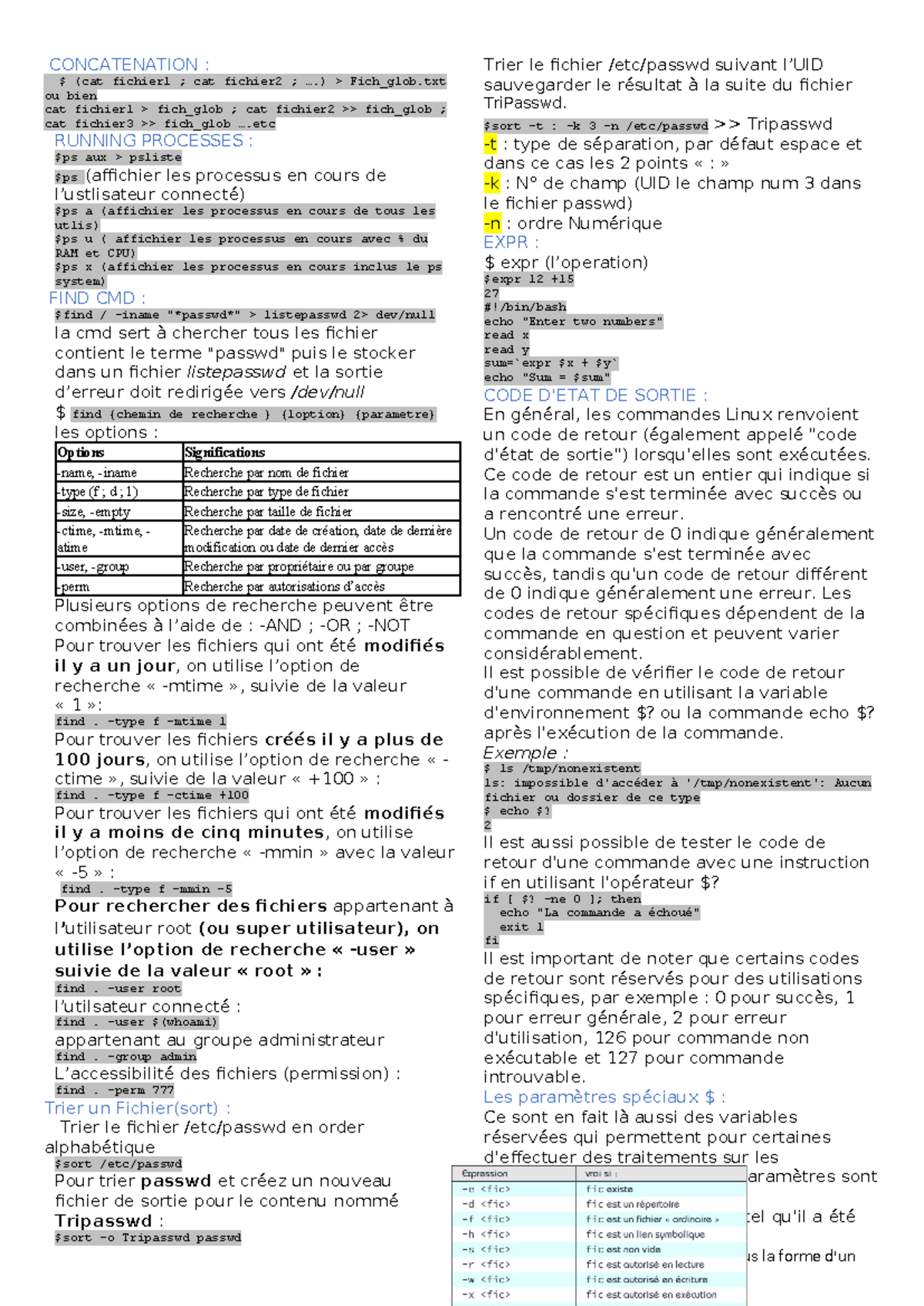 SE - Test: Commandes Linux pour la Gestion des Fichiers et Processus ...