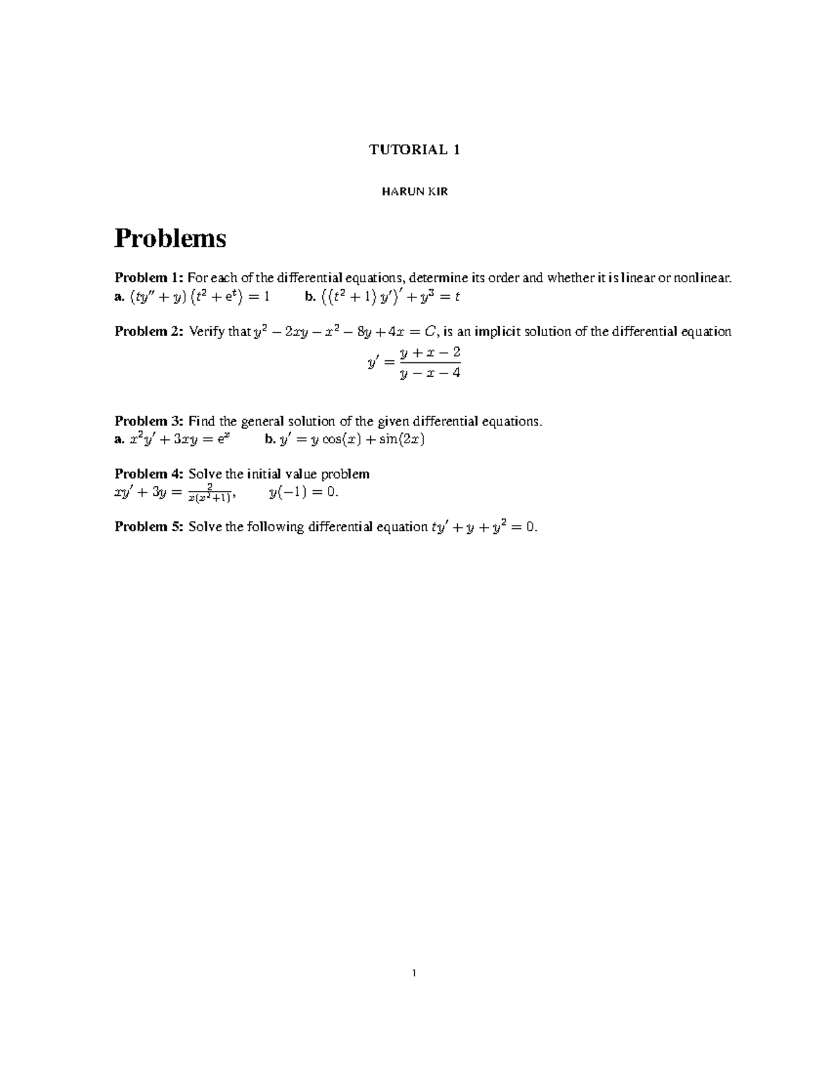 Tutorial 1 Solutions for Math 225 - Fall 2023 - Studocu