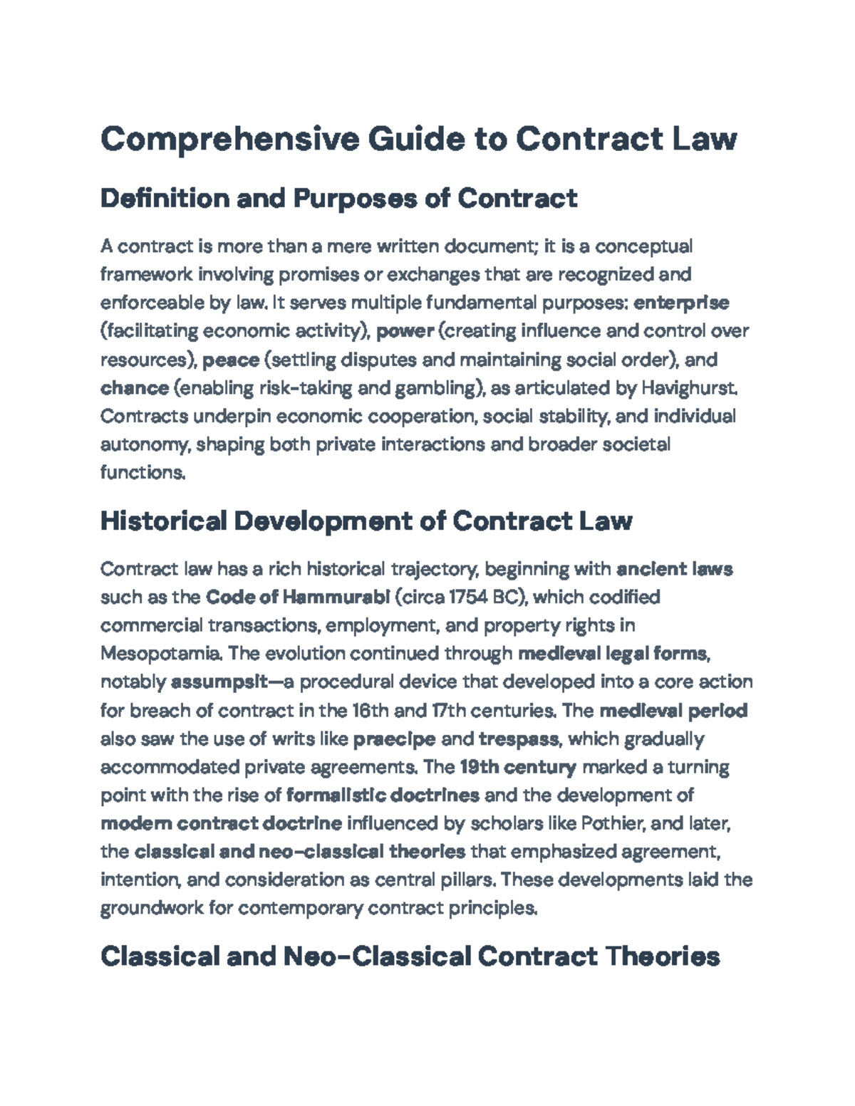 Comprehensive Overview of Contracts: Law & Economic Implications (LAW ...