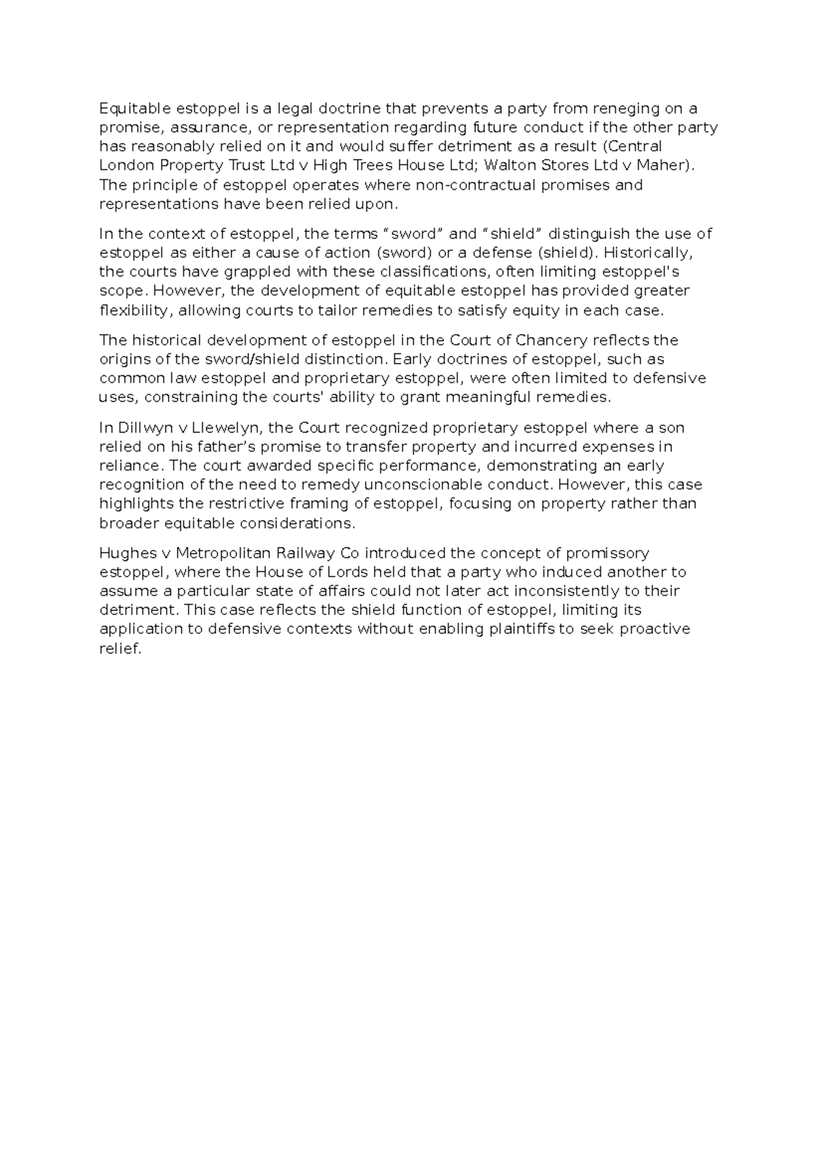 Estoppel Principles in Private Law: A Comprehensive Overview - Studocu