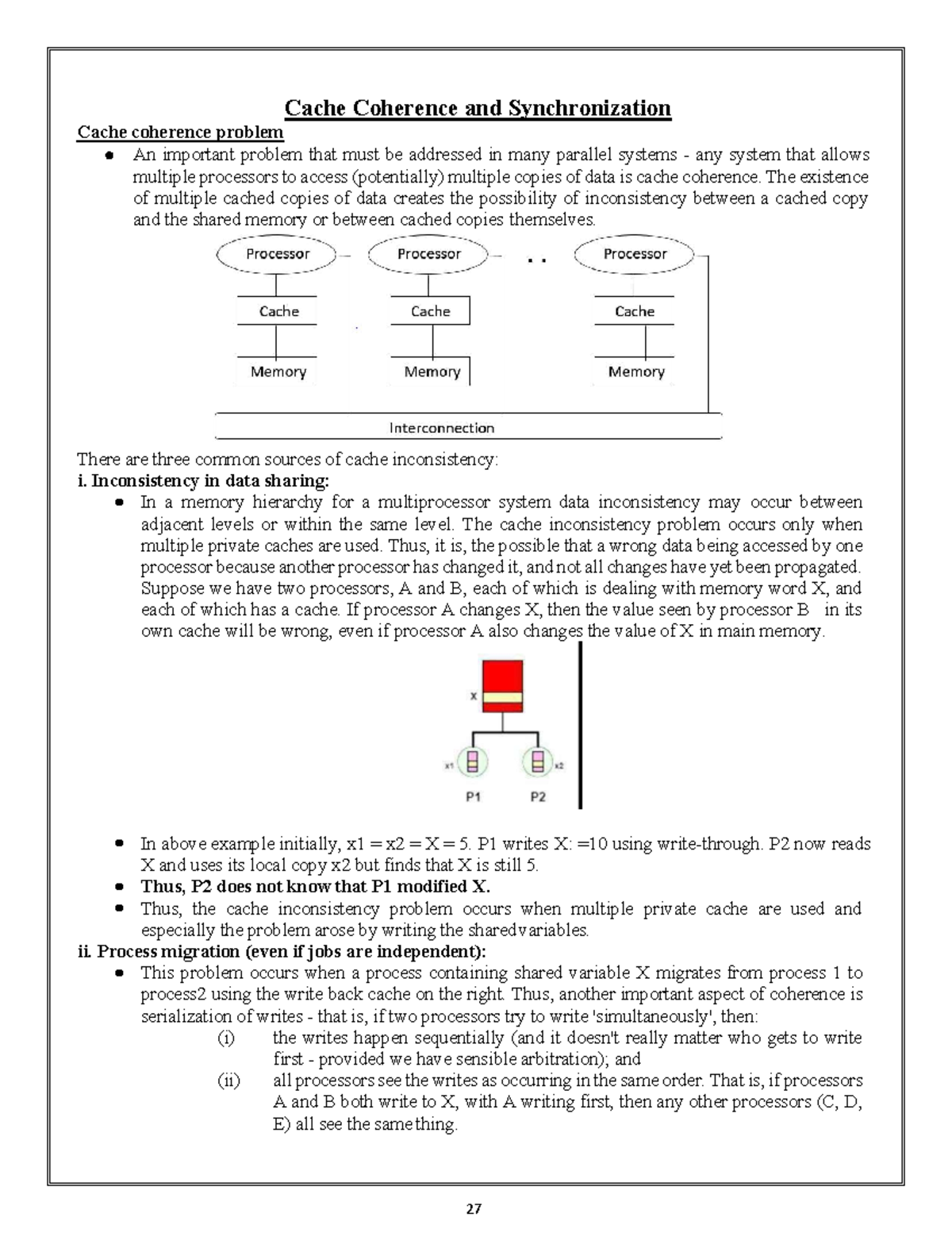 Cach coherence - Cache Coherence and Synchronization Cache coherence ...
