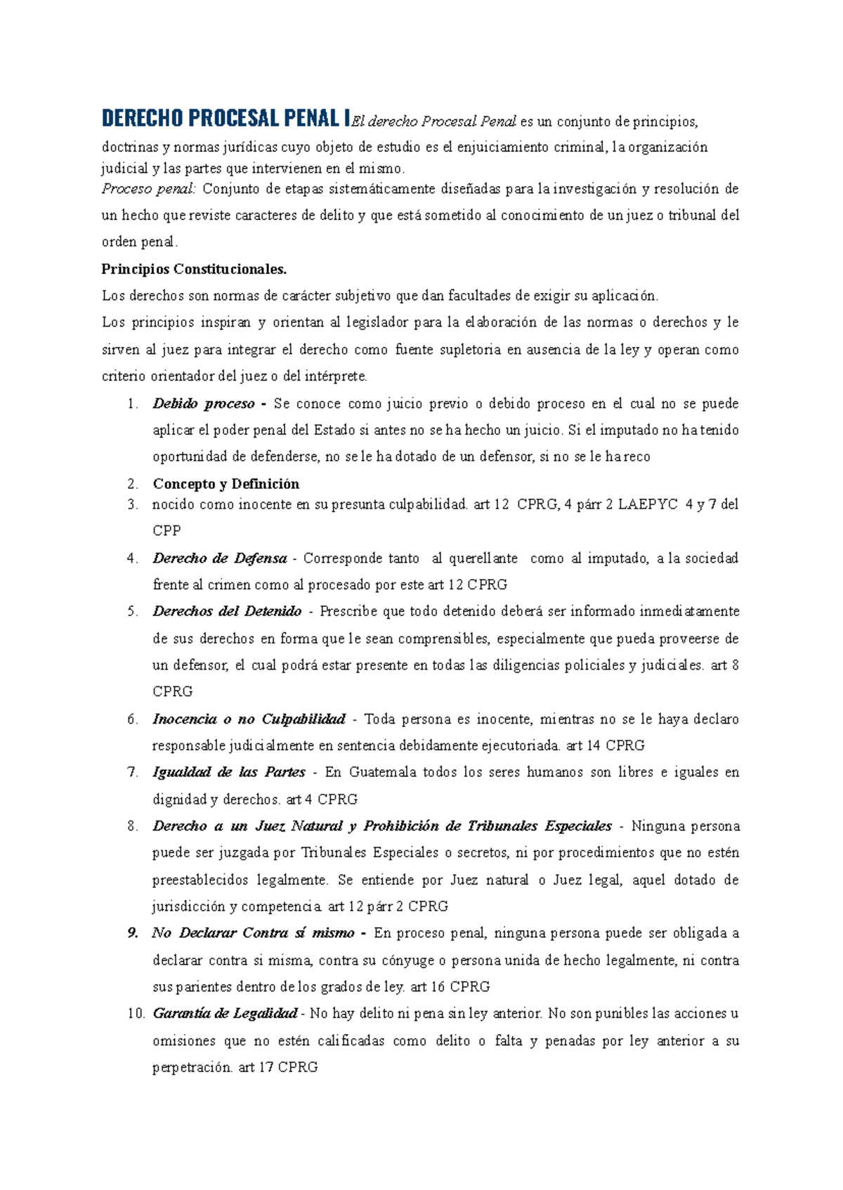 Derecho Procesal Penal I: Principios y Sistemas de Justicia - Studocu