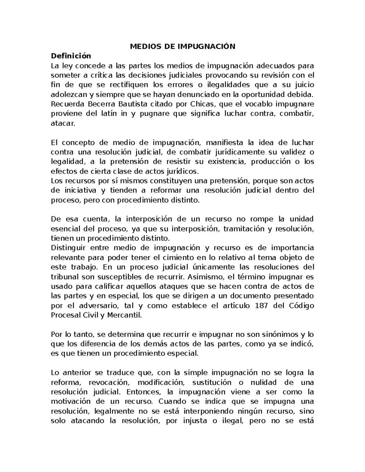 MEDIOS DE IMPUGNACIÓN EN EL PROCESO JUDICIAL - ANÁLISIS Y CLASIFICACIÓN ...