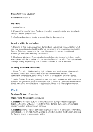 SEMI Detailed Lesson PLAN Grade 8 Mapeh - SEMI - DETAILED LESSON PLAN I ...