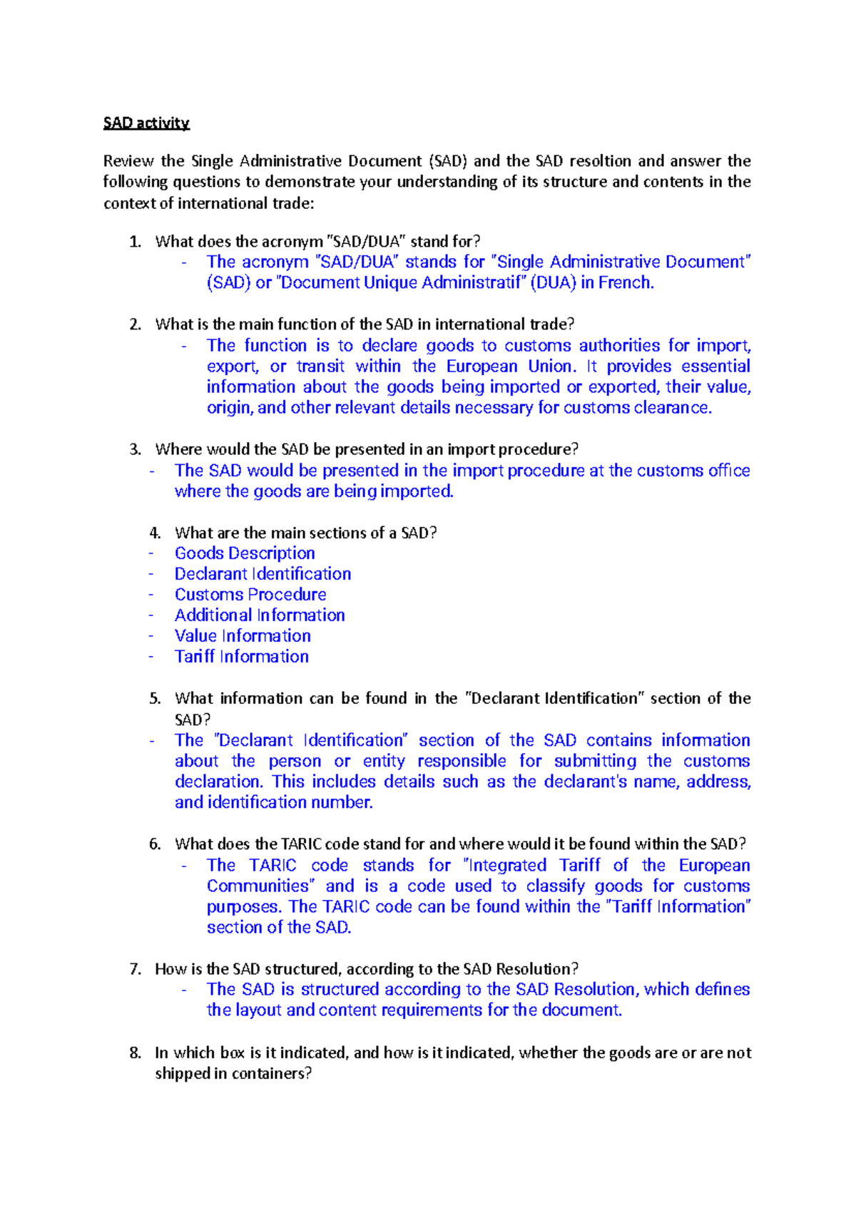 SAD Activity: Understanding the Single Administrative Document (SAD ...