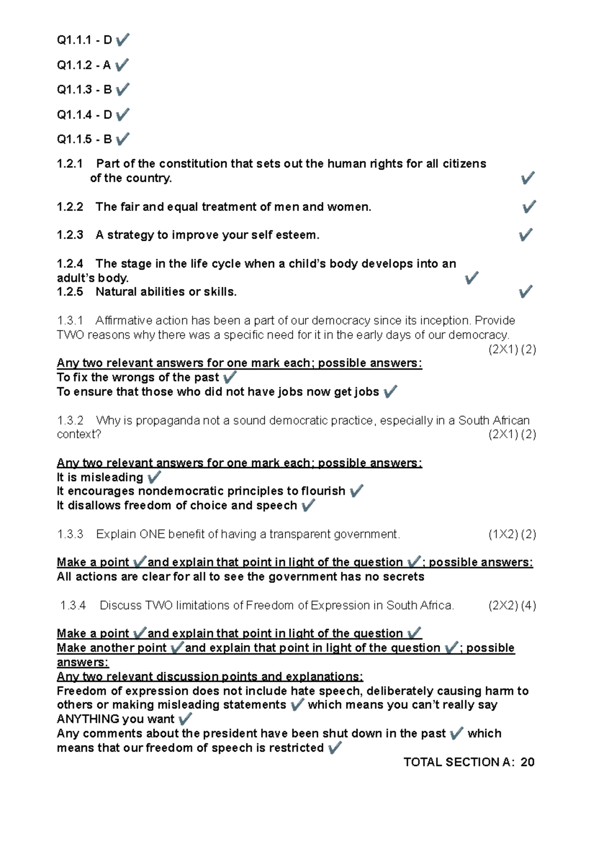 Grade 8 LO Term 2 Exam Memo - June 2019 Analysis and Feedback - Studocu