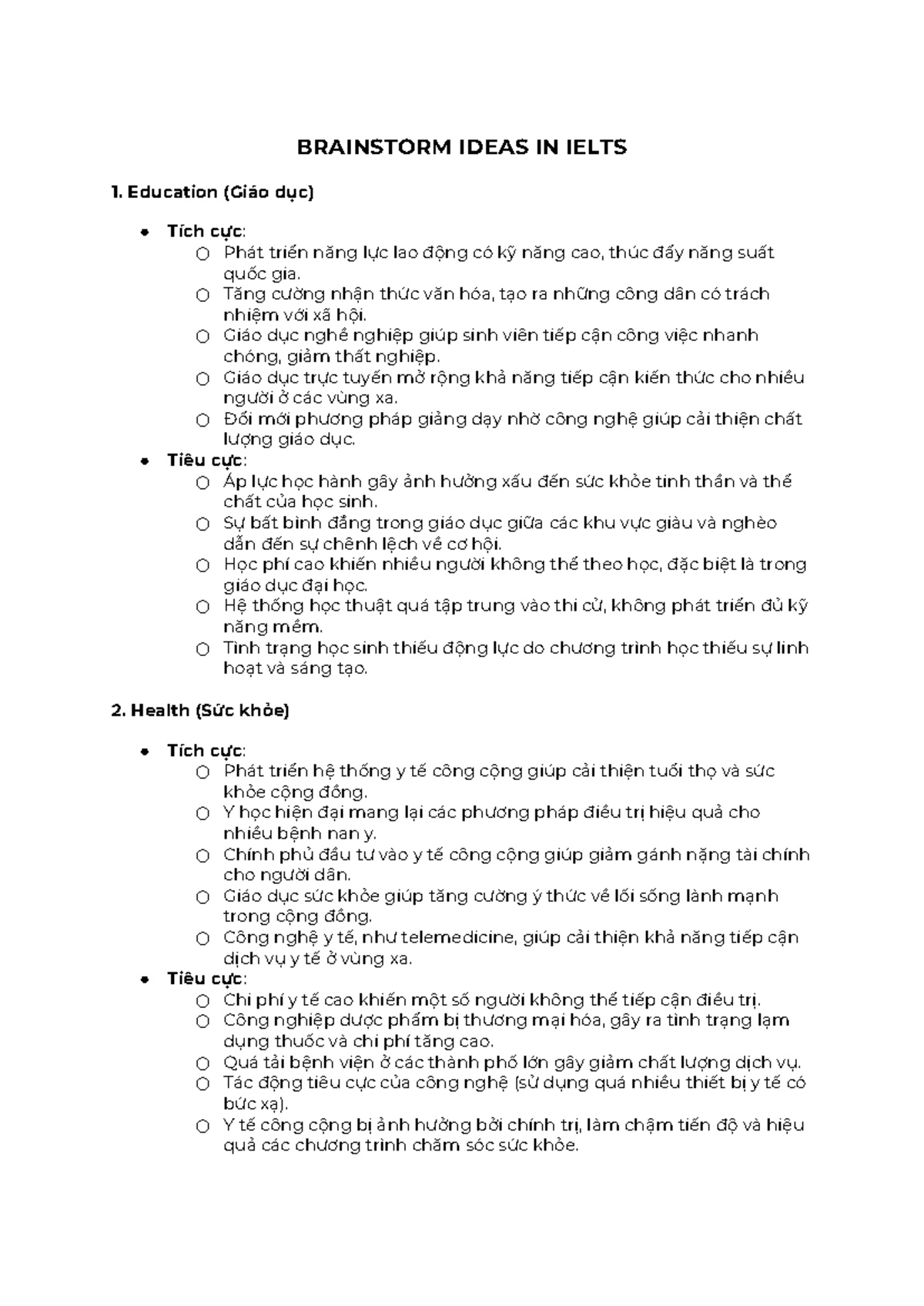 Brainstorm Ideas for IELTS Writing Task 2: A Comprehensive Guide - Studocu