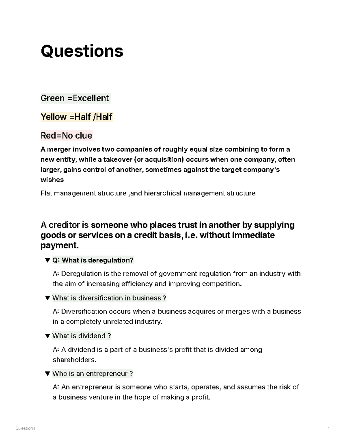 BUS 101: Key Business Concepts and Terminology Questions - Studocu