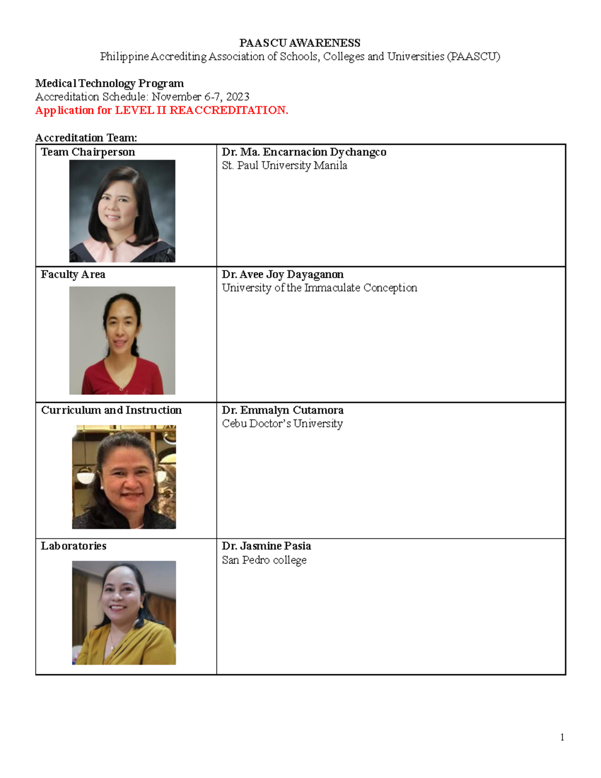 PAASCU Level II Re-Accreditation Awareness - MedTech Program Details ...