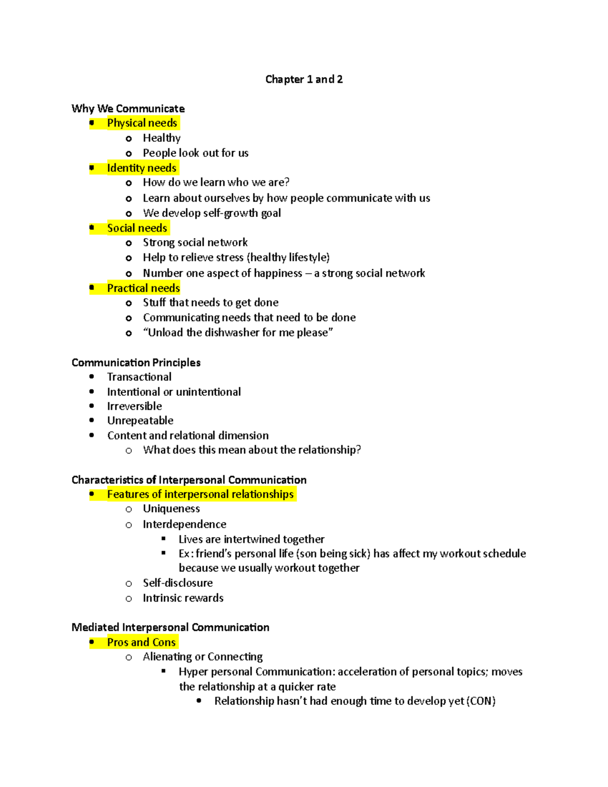 Chapter 1 and 2 Lecture Notes COM 112 - Chapter 1 and 2 Why We ...