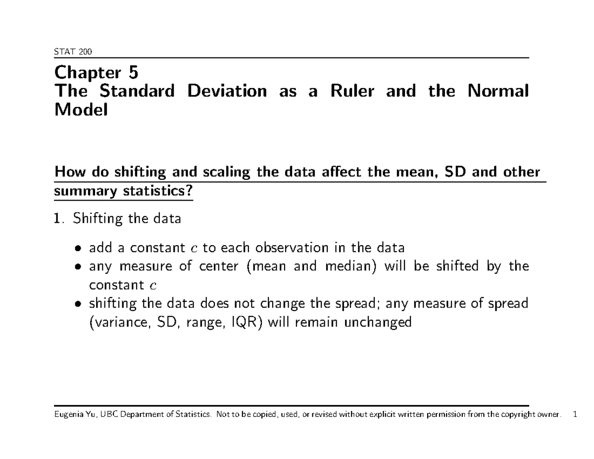 STAT 200 Chapter 5: Understanding Standard Deviation & Normal Model ...